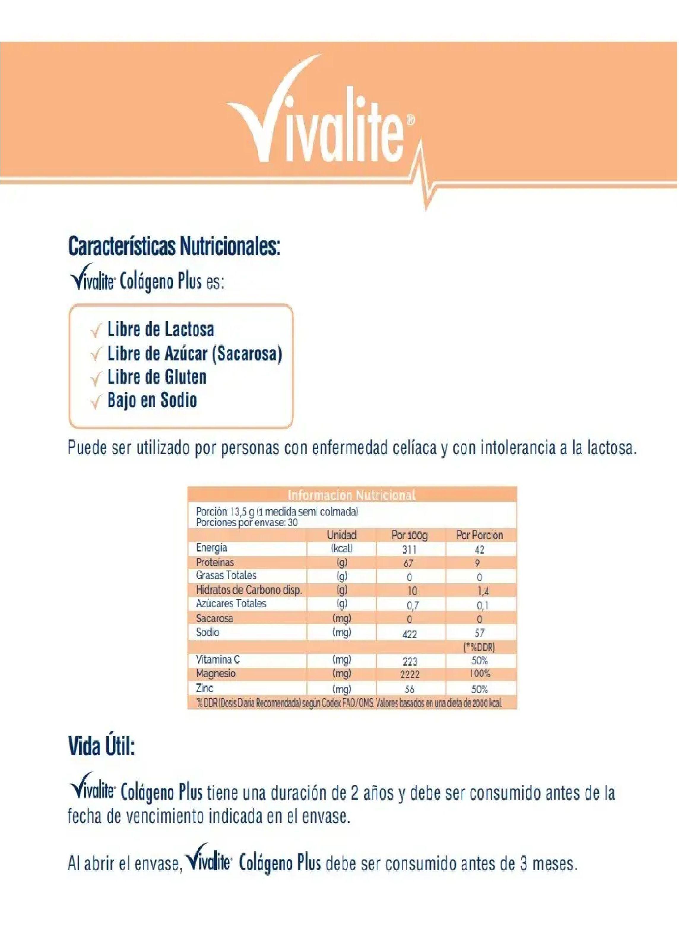 Colageno Con Magnesio Zinc Y Vitamina C Tarro 405g Vivalite-3