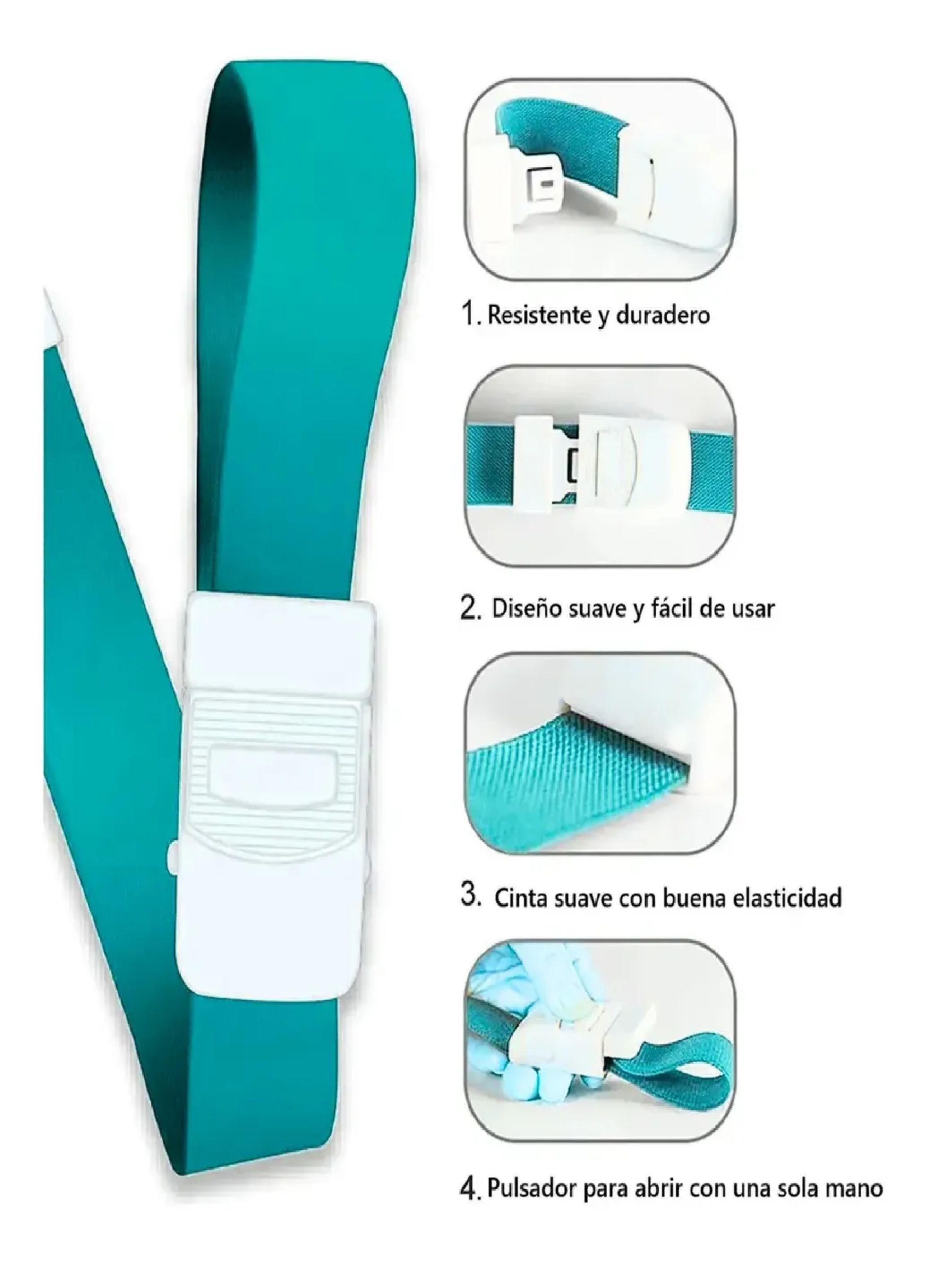 Torniquete Ligadura Elastico Hebilla Medicas Celeste 12 Unid-5