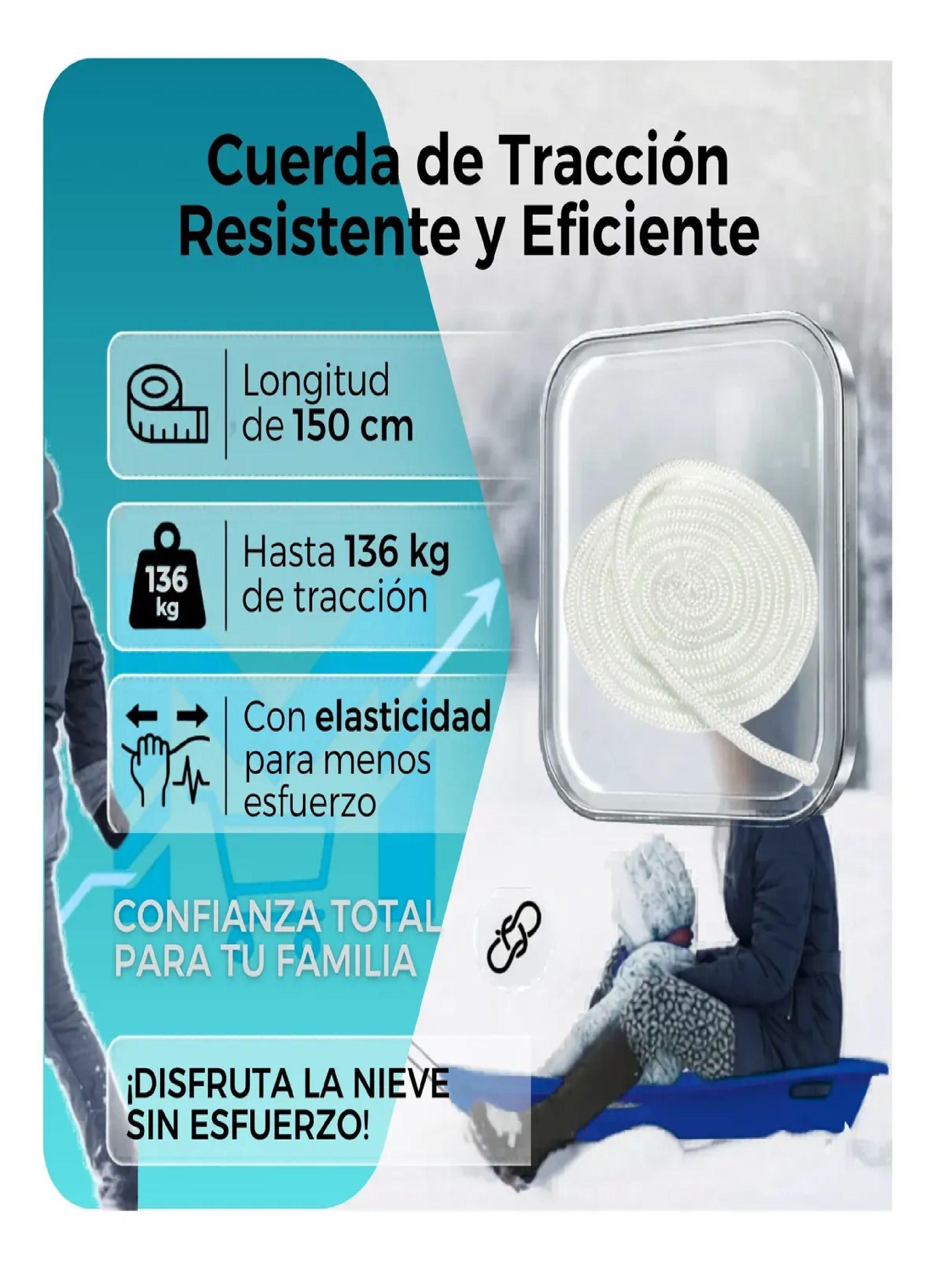 Trineo Nieve Deslizador Infantil Adulto 2puestos 120 Cm Azul-3