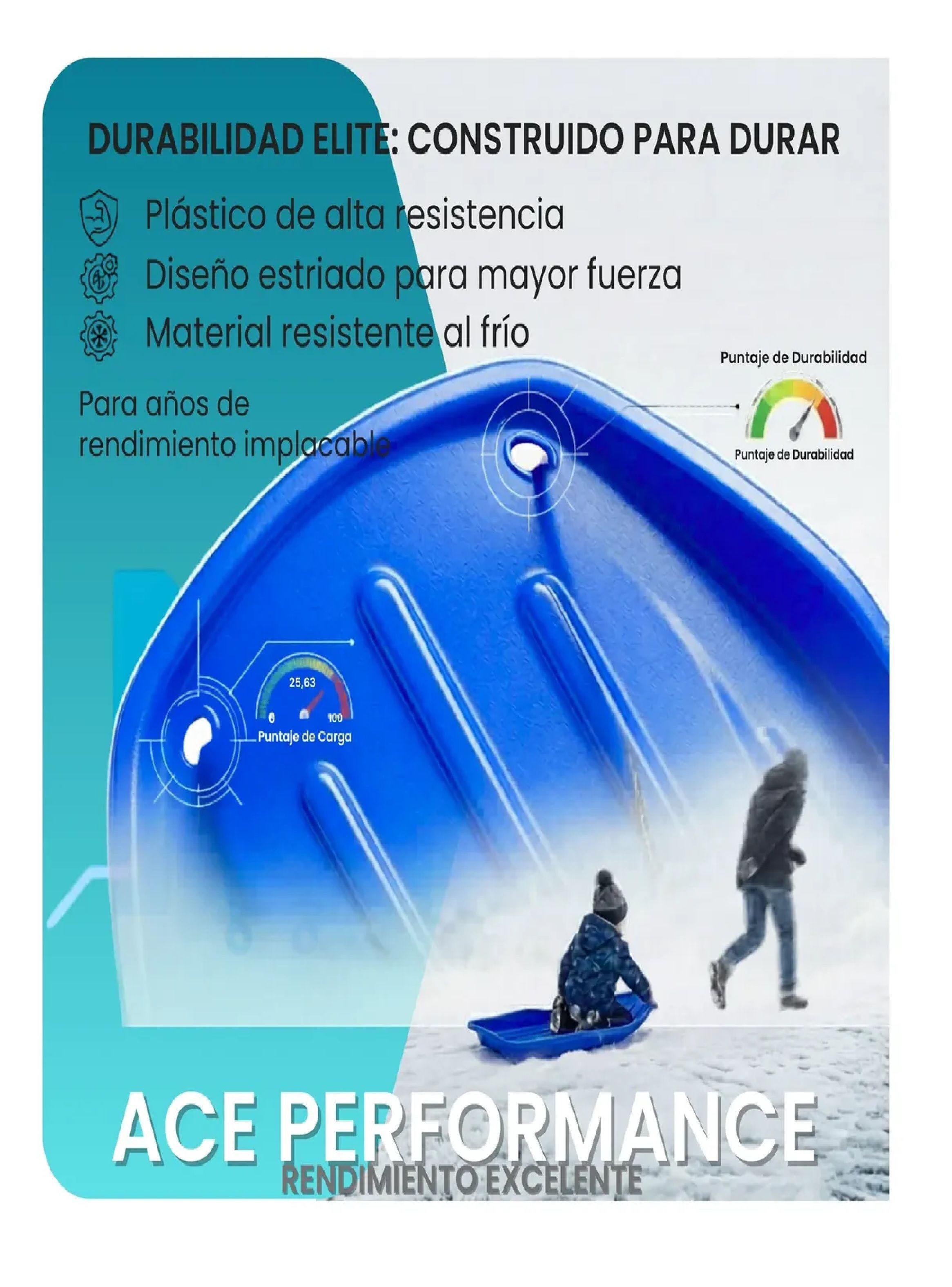 Trineo Nieve Deslizador Infantil Adulto 2puestos 120 Cm Azul-4