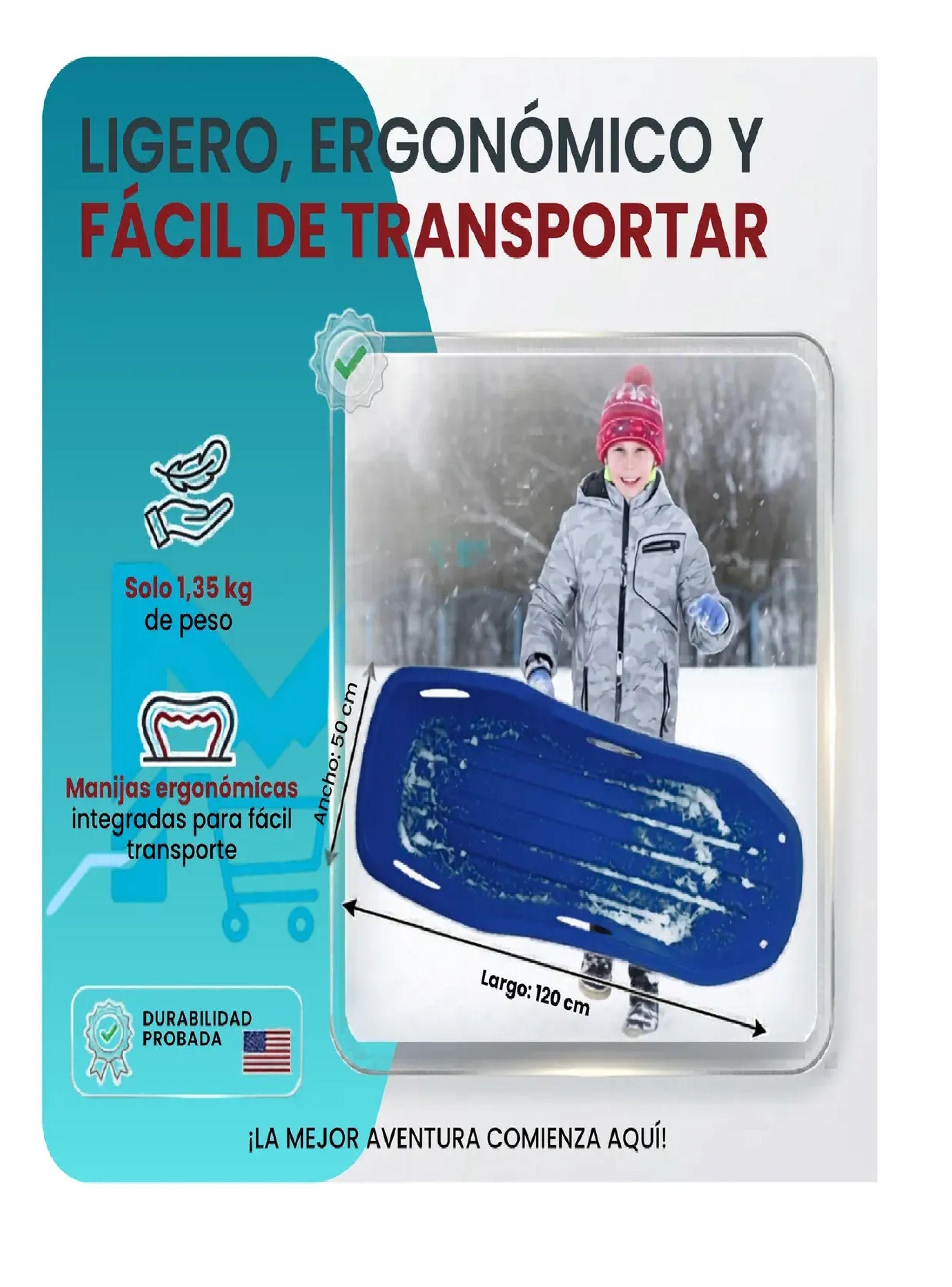 Trineo Nieve Deslizador Infantil Adulto 2puestos 120 Cm Azul-5