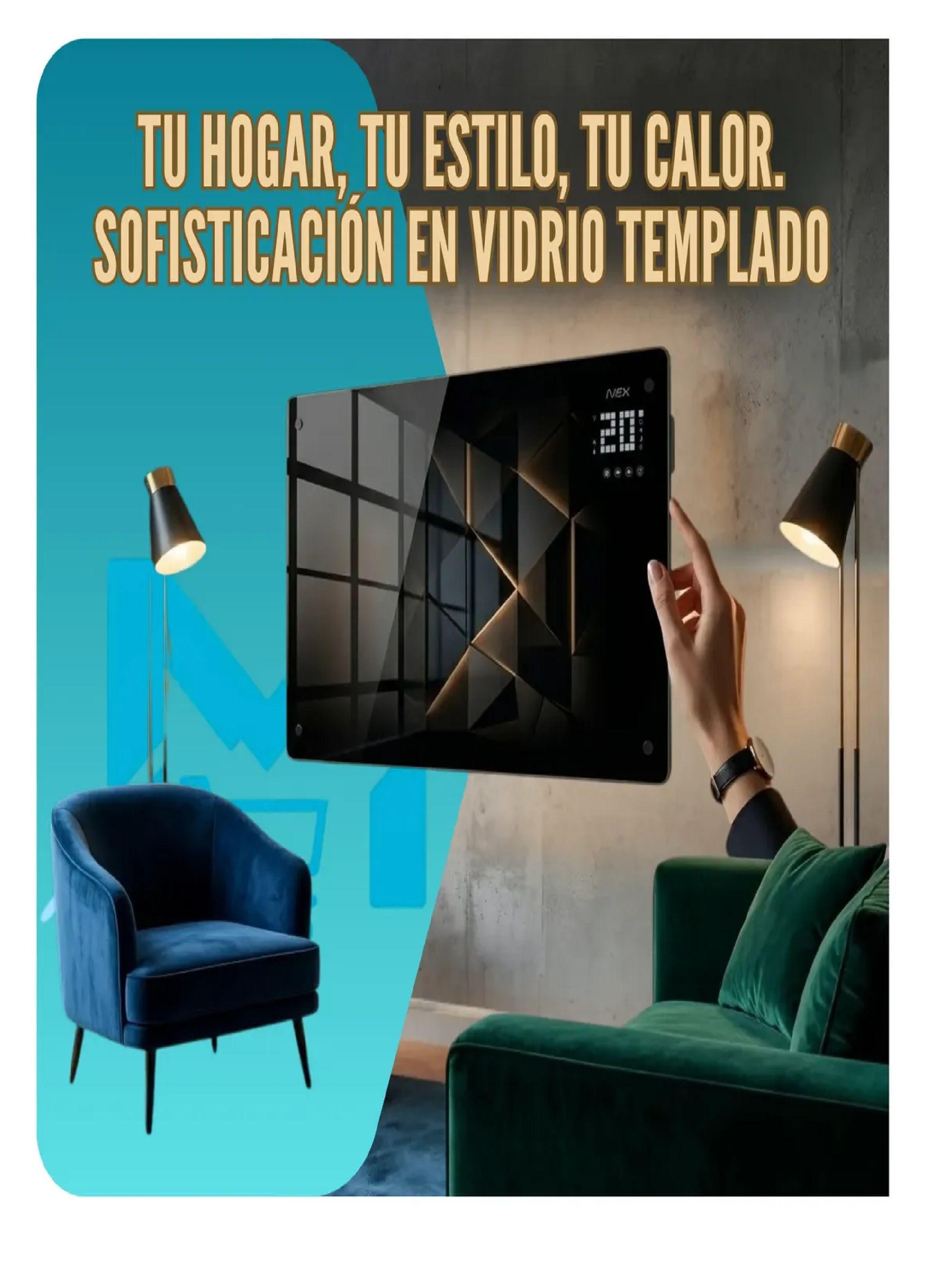 Convector Panel El ctrico Nex 1800w Vidrio Templado Negro-4