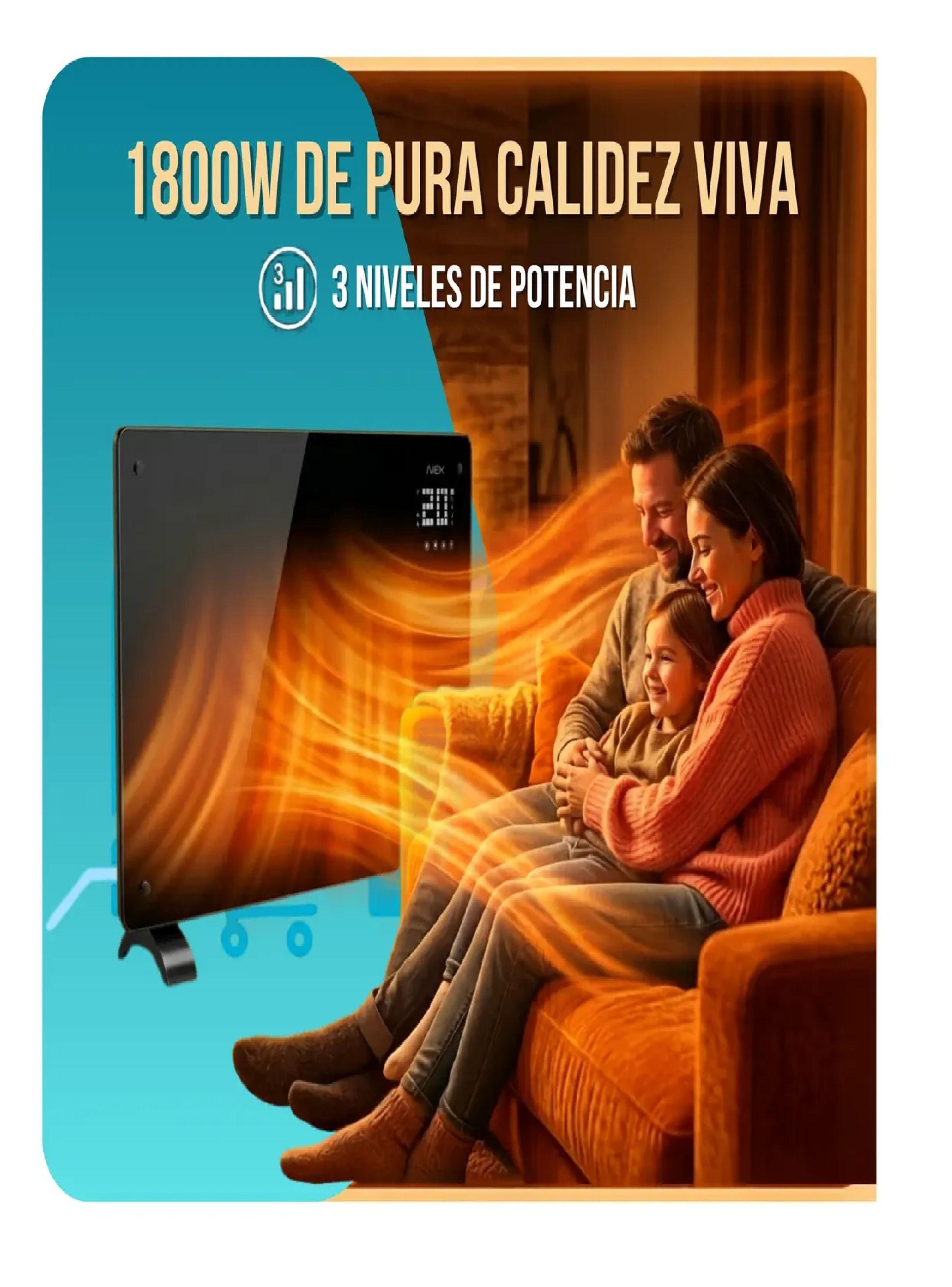 Convector Panel El ctrico Nex 1800w Vidrio Templado Negro-5