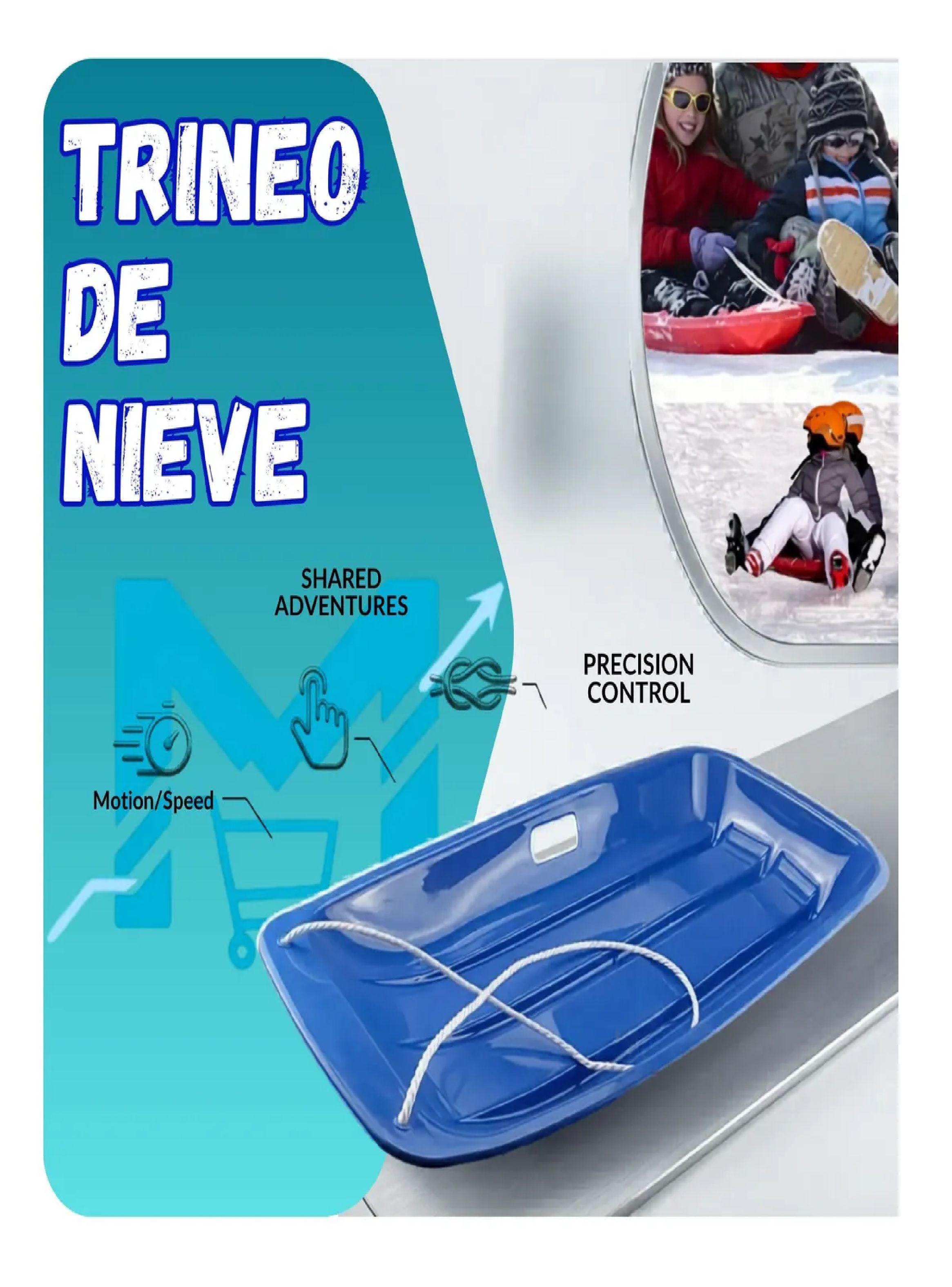Trineo De Nieve Plastico Con Cuerda 88cm Colores Azul-3