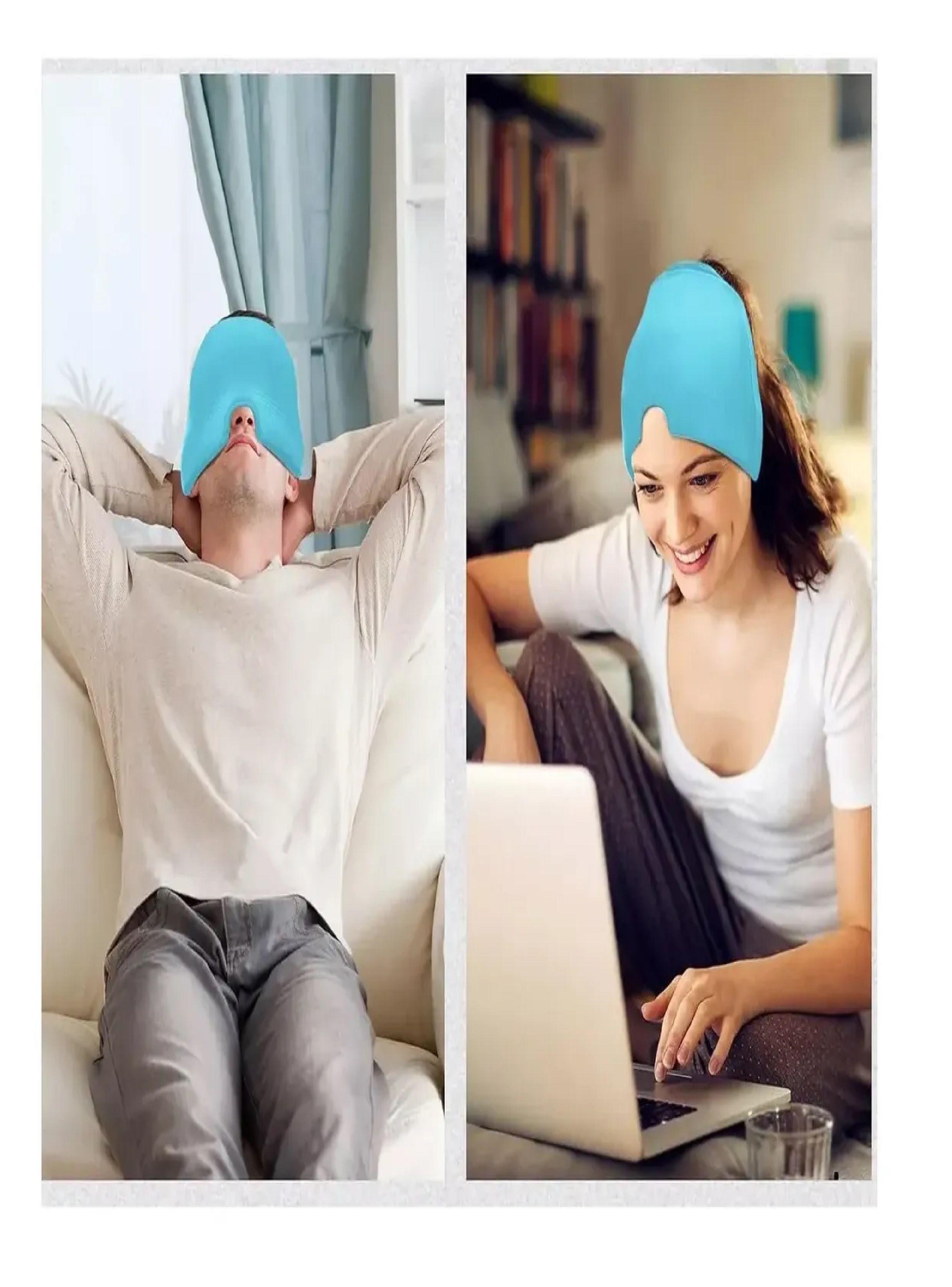 Pack X2 Gorro Gel Alivio De Migraña Frio Calor Color Celeste-2