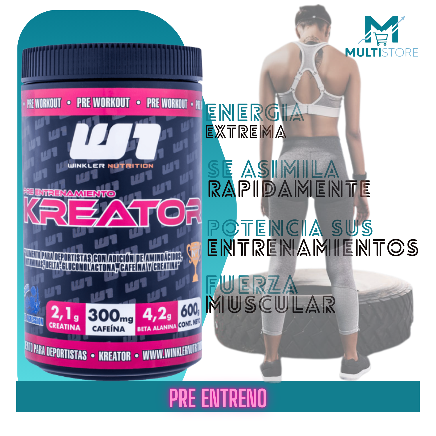Pre Entreno Kreator 600 Grs 30 Serv Winkler Blue Aggression Blue Aggression-4