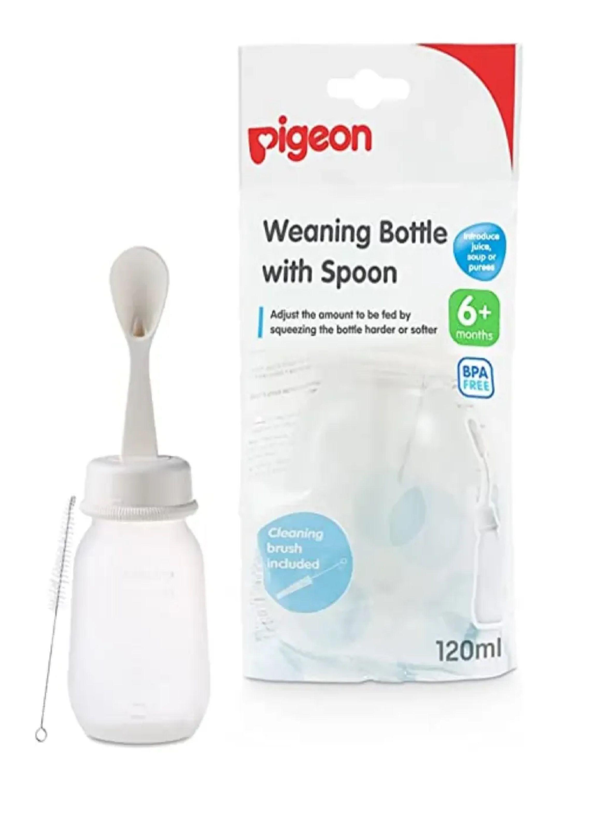 Mamadera Biberon Con Cuchara Pigeon Transicion Comida 120ml-0