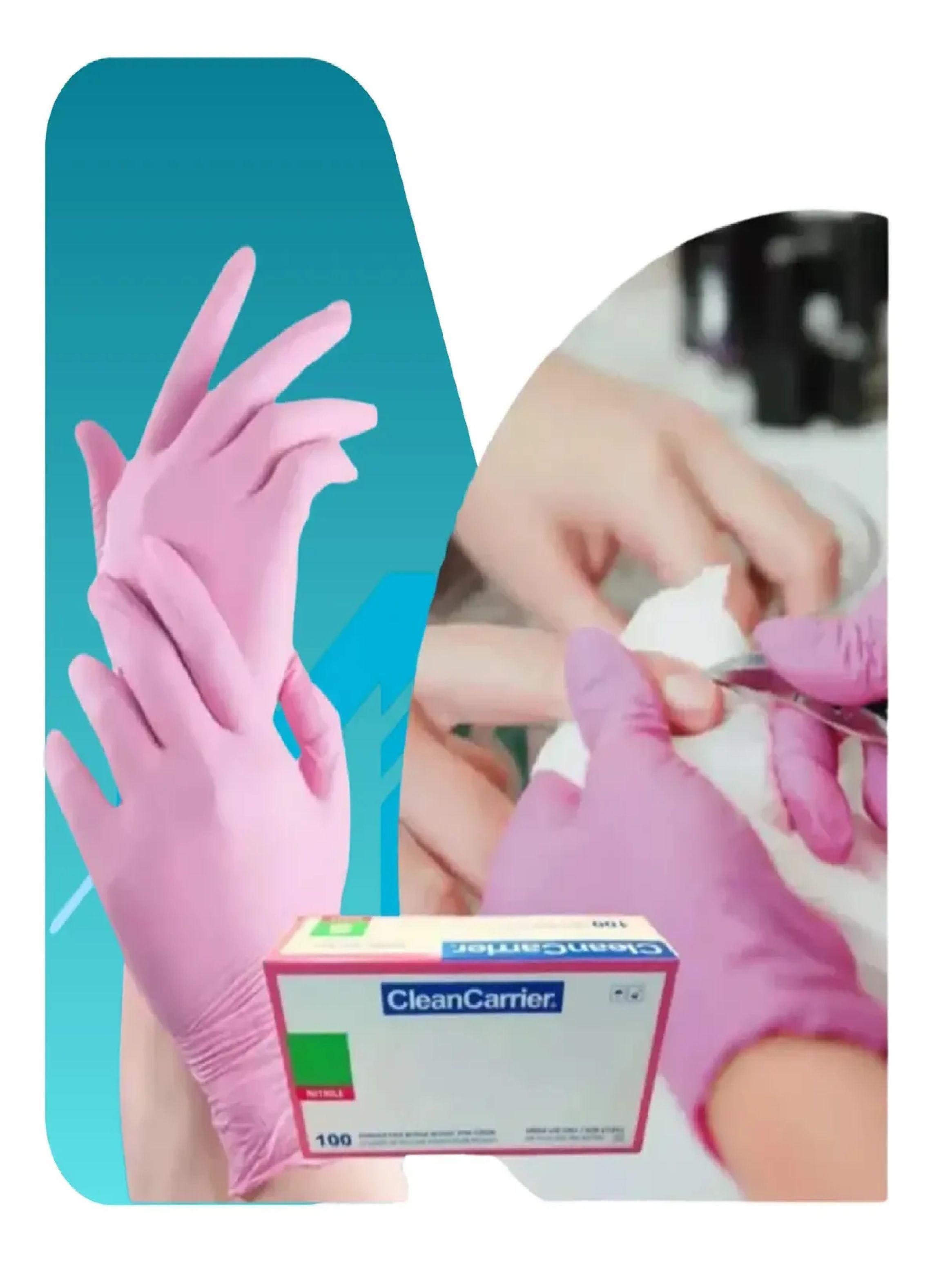 Pack X1000 Guantes De Nitrilo Rosado Libre Polvo Talla L-2