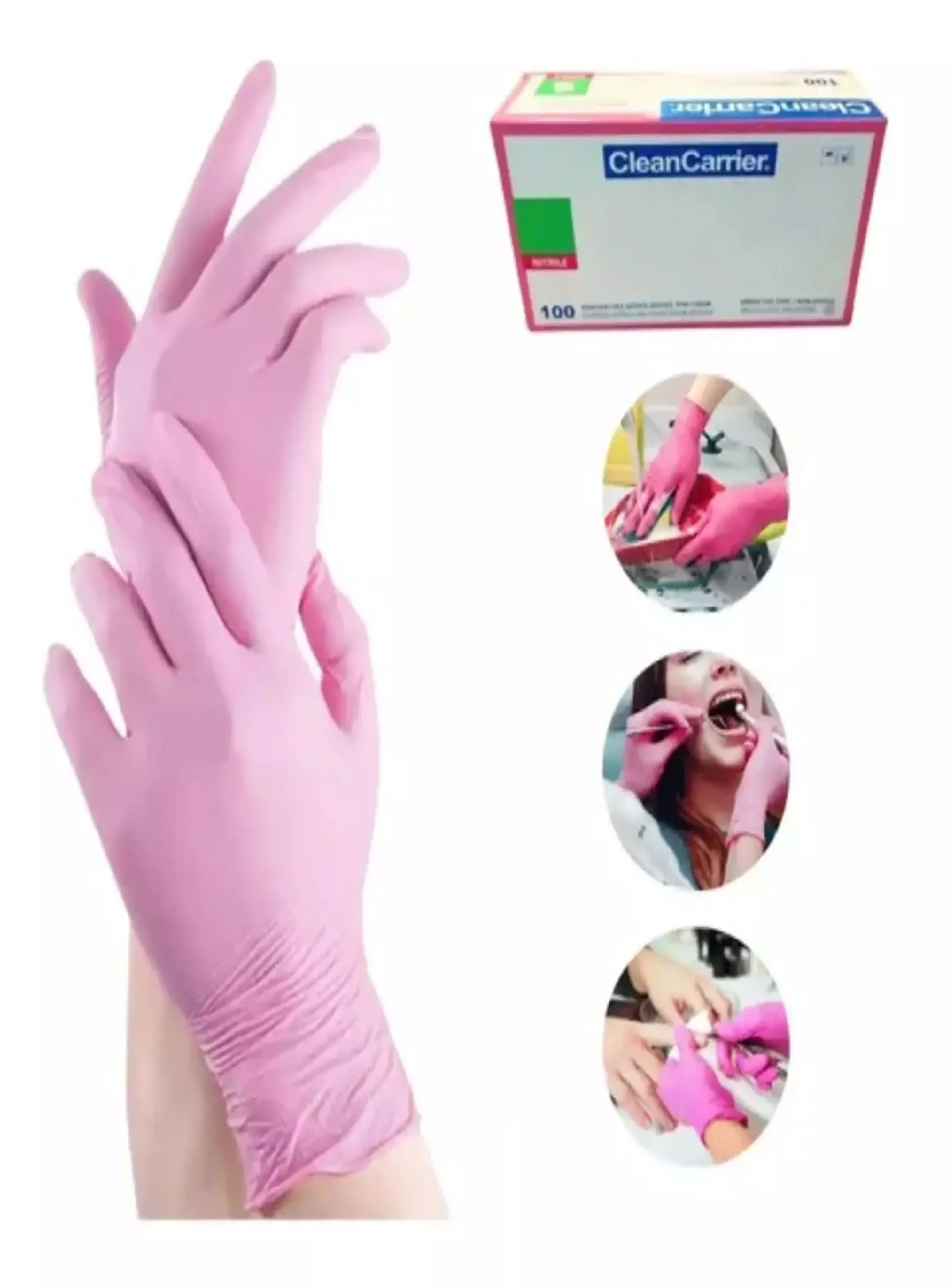 Guante Nitrilo Rosado Talla M Pack X 500 Unidades-4