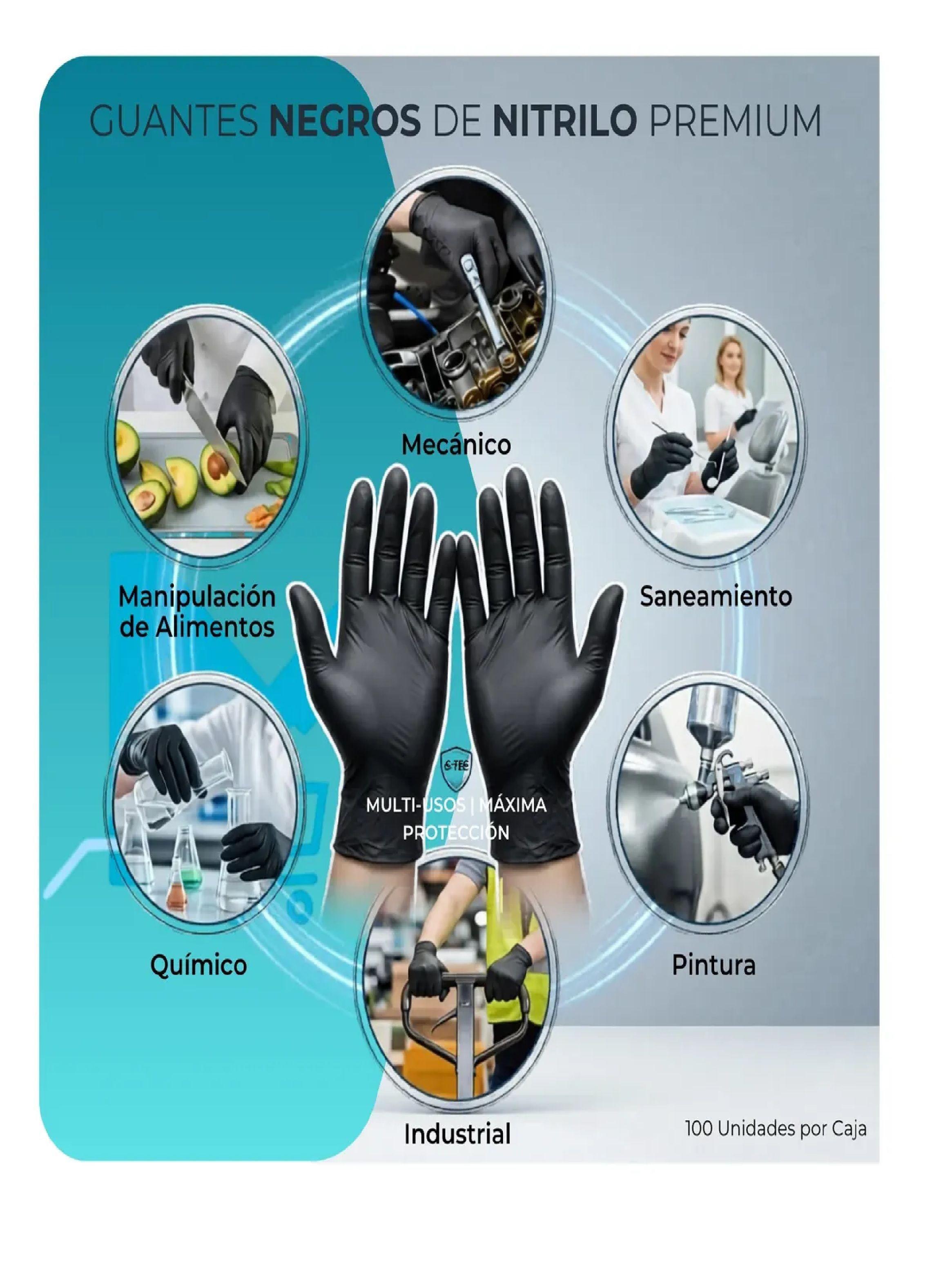 Guantes Nitrilo Negro Sin Polvo Talla Xl Cleancarrier 100u-3