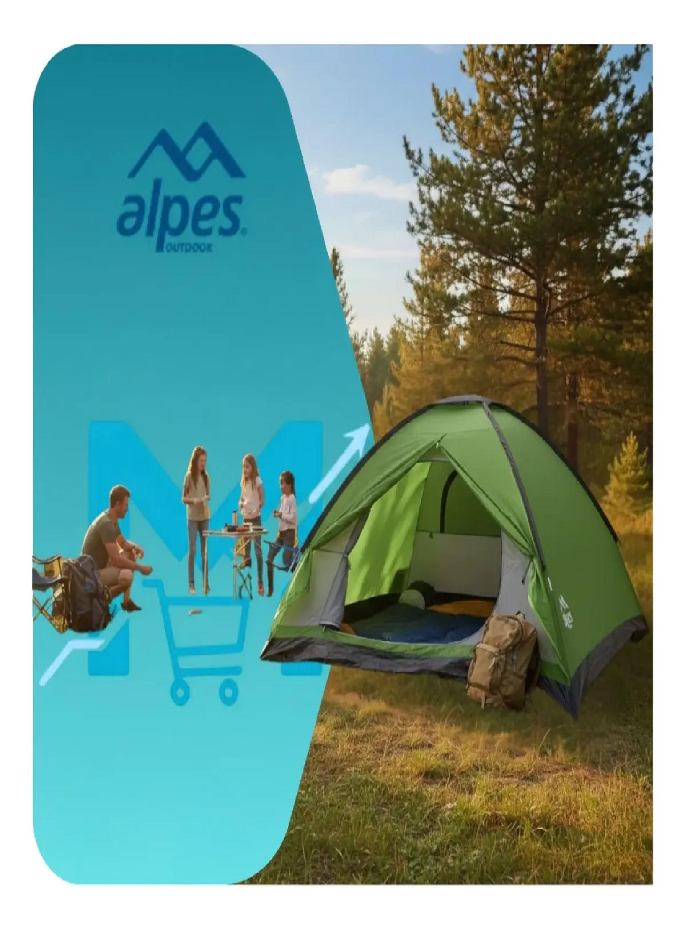 Carpa Alpes Galapagos 4 Personas Verde Camping Familiar-1