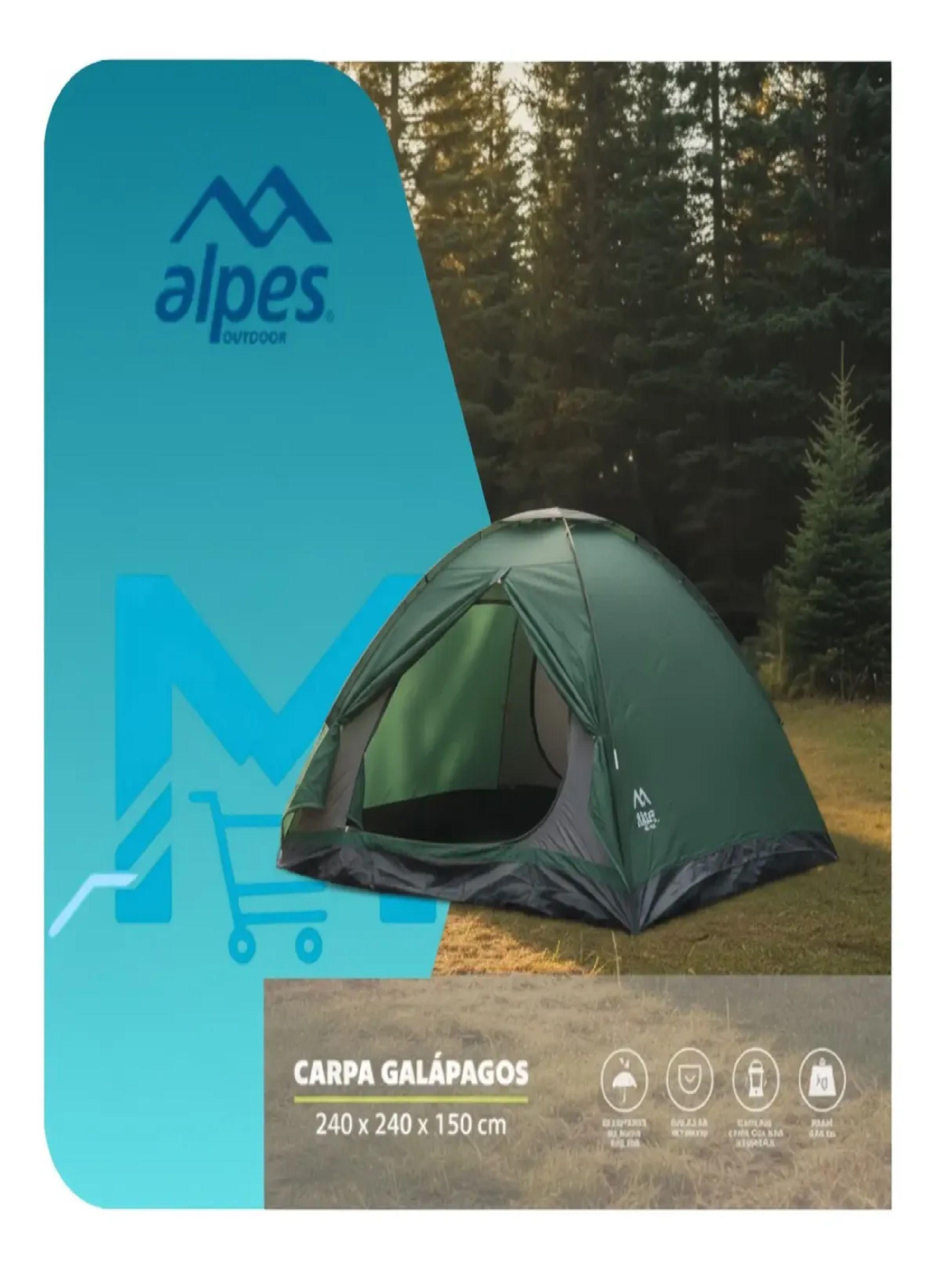 Carpa Alpes Galapagos 4 Personas Verde Camping Familiar-5