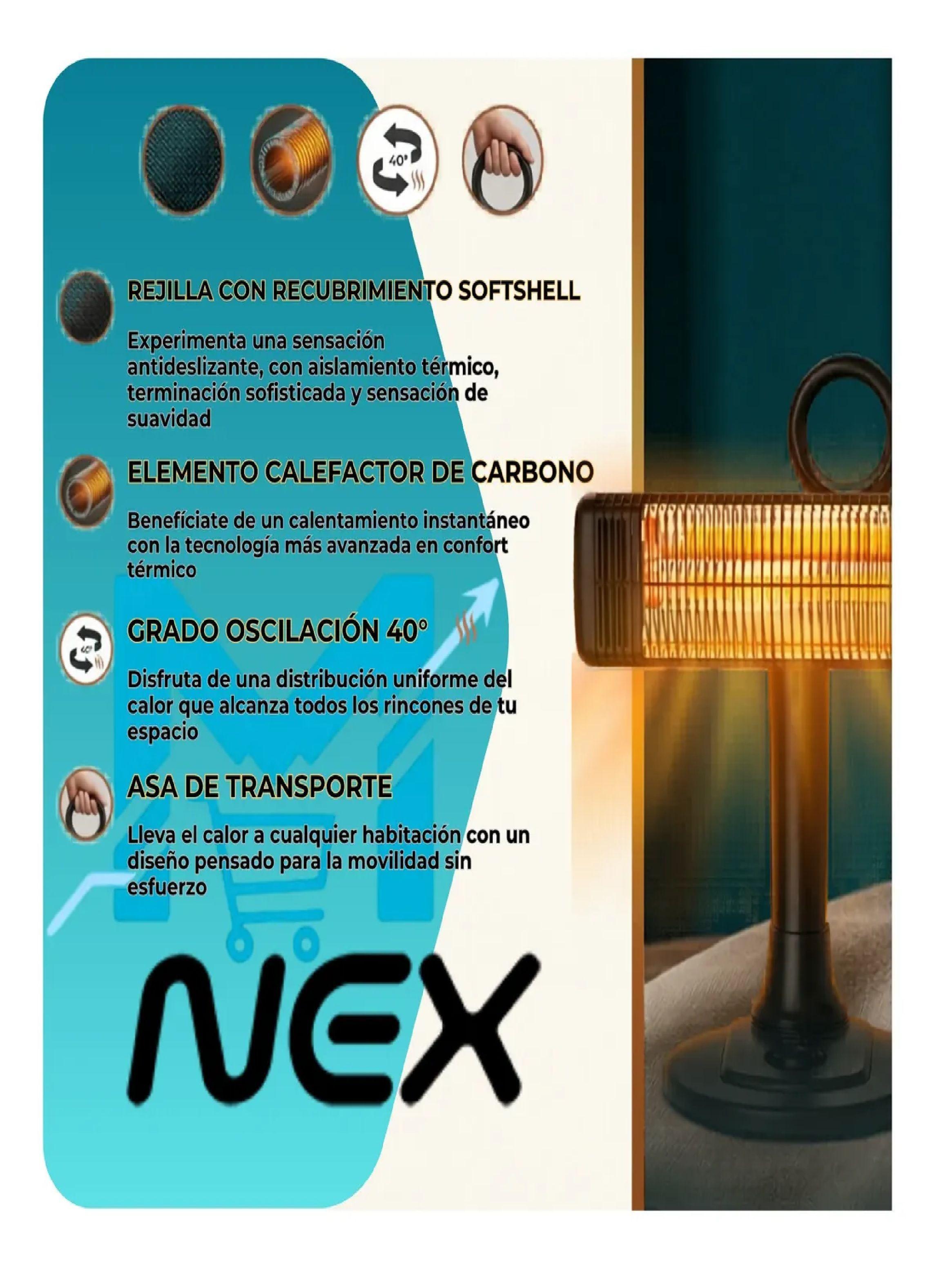 Estufa Fibra De Carbono Nex Crcarbvh 900w Vertical Horizonta-6