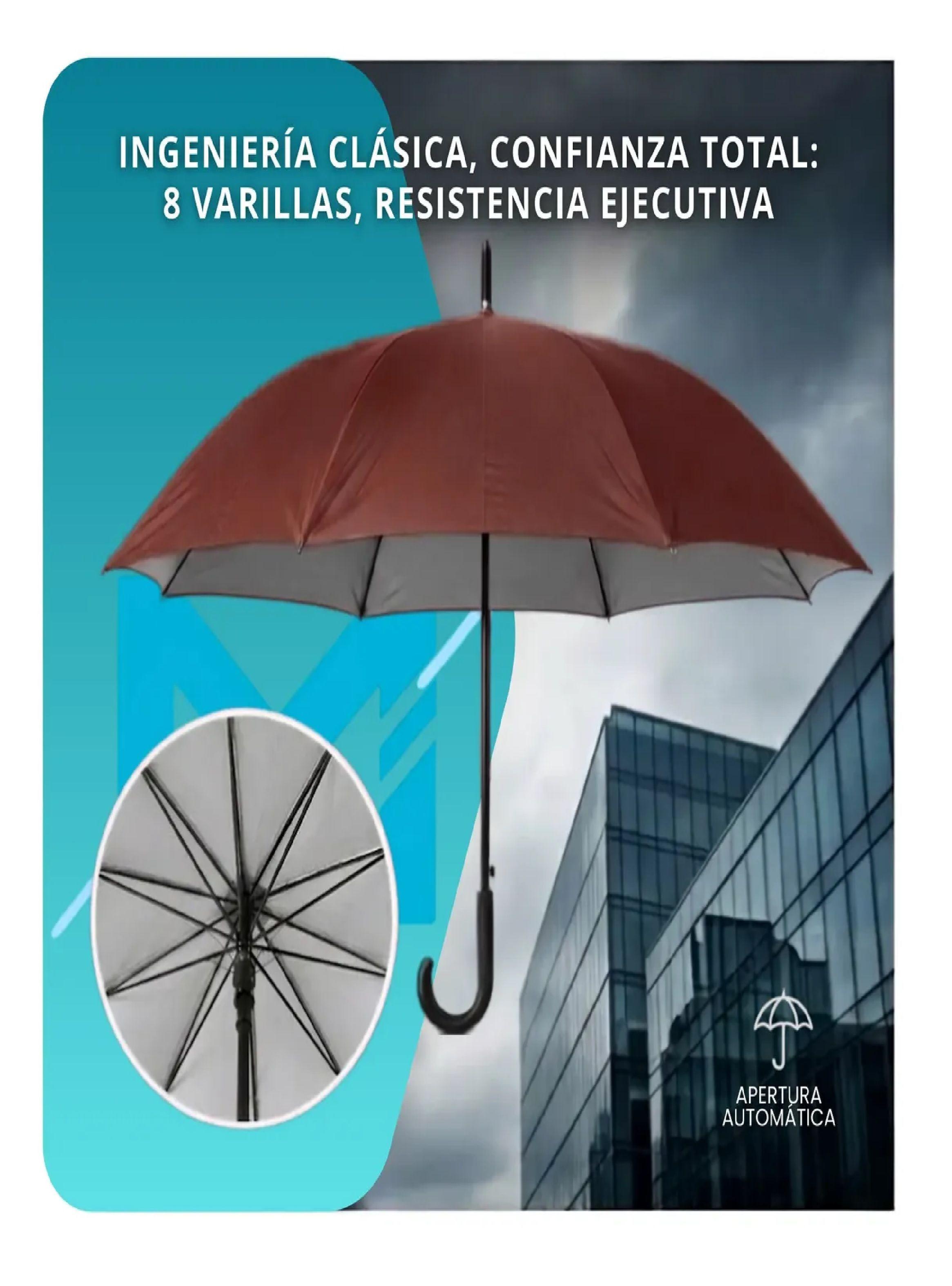 Paraguas Ejecutivo Automatico 100cm Proteccion Uv Reforzado Marron-4