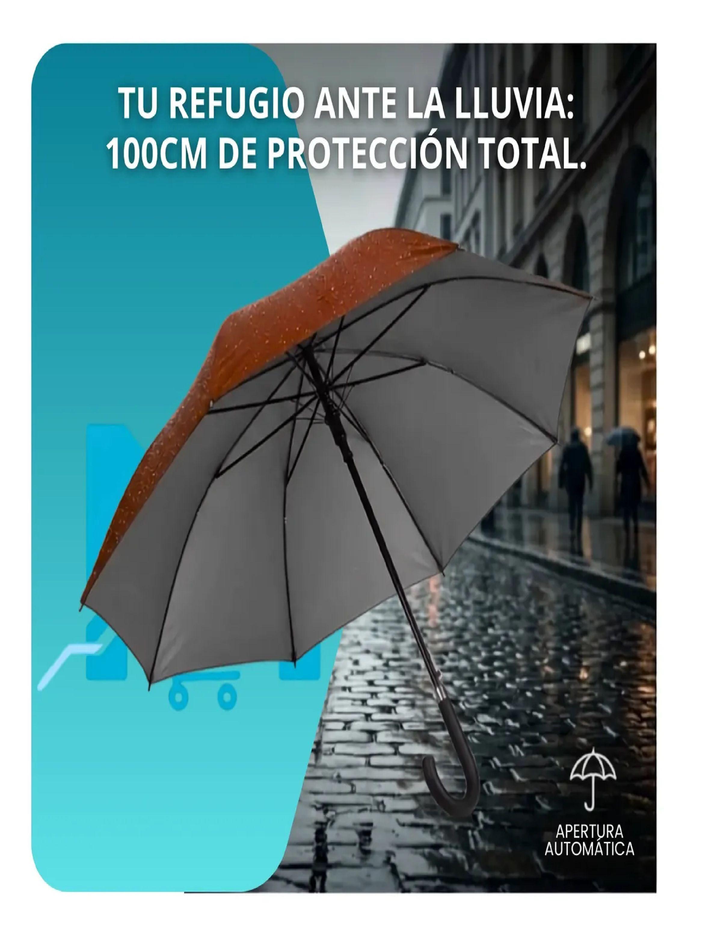 Paraguas Ejecutivo Automatico 100cm Proteccion Uv Reforzado Marron-6