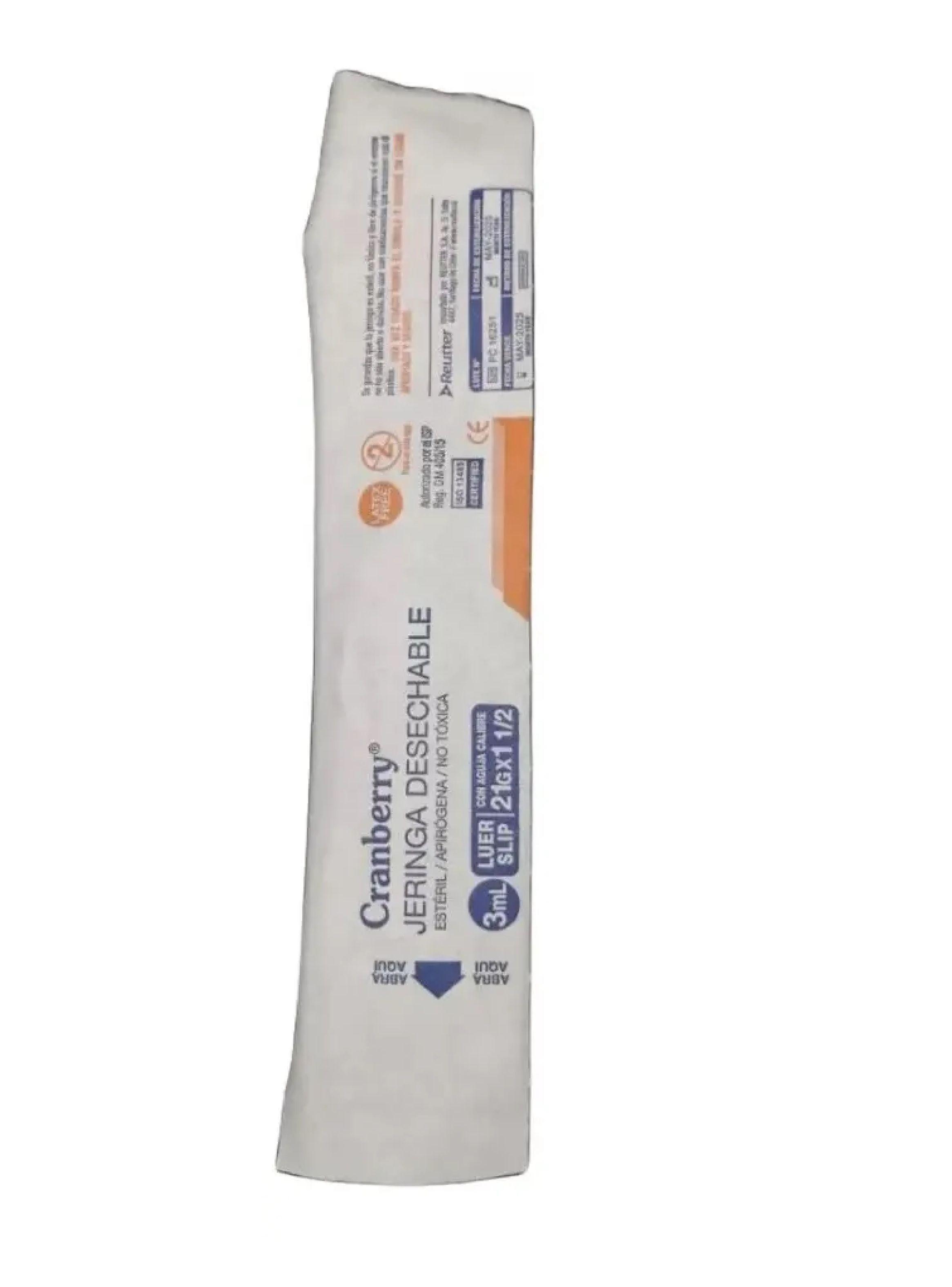 Jeringa Desechable Luer Slip 3cc 21g X 1 Media Cranberry X 100-2