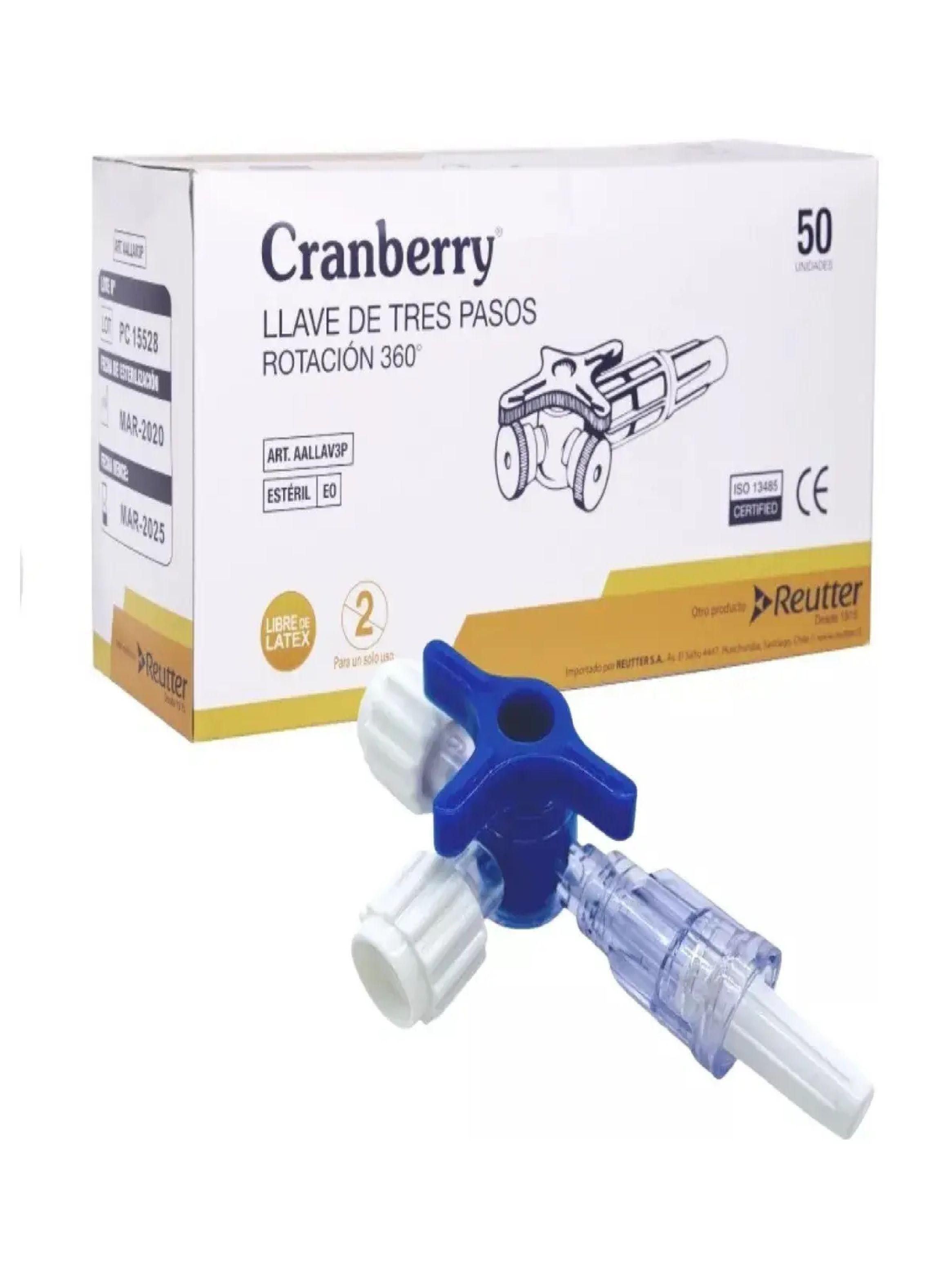 Llave 3 Pasos Rotaci n 360 Est ril Cranberry Caja X50 Unid-0
