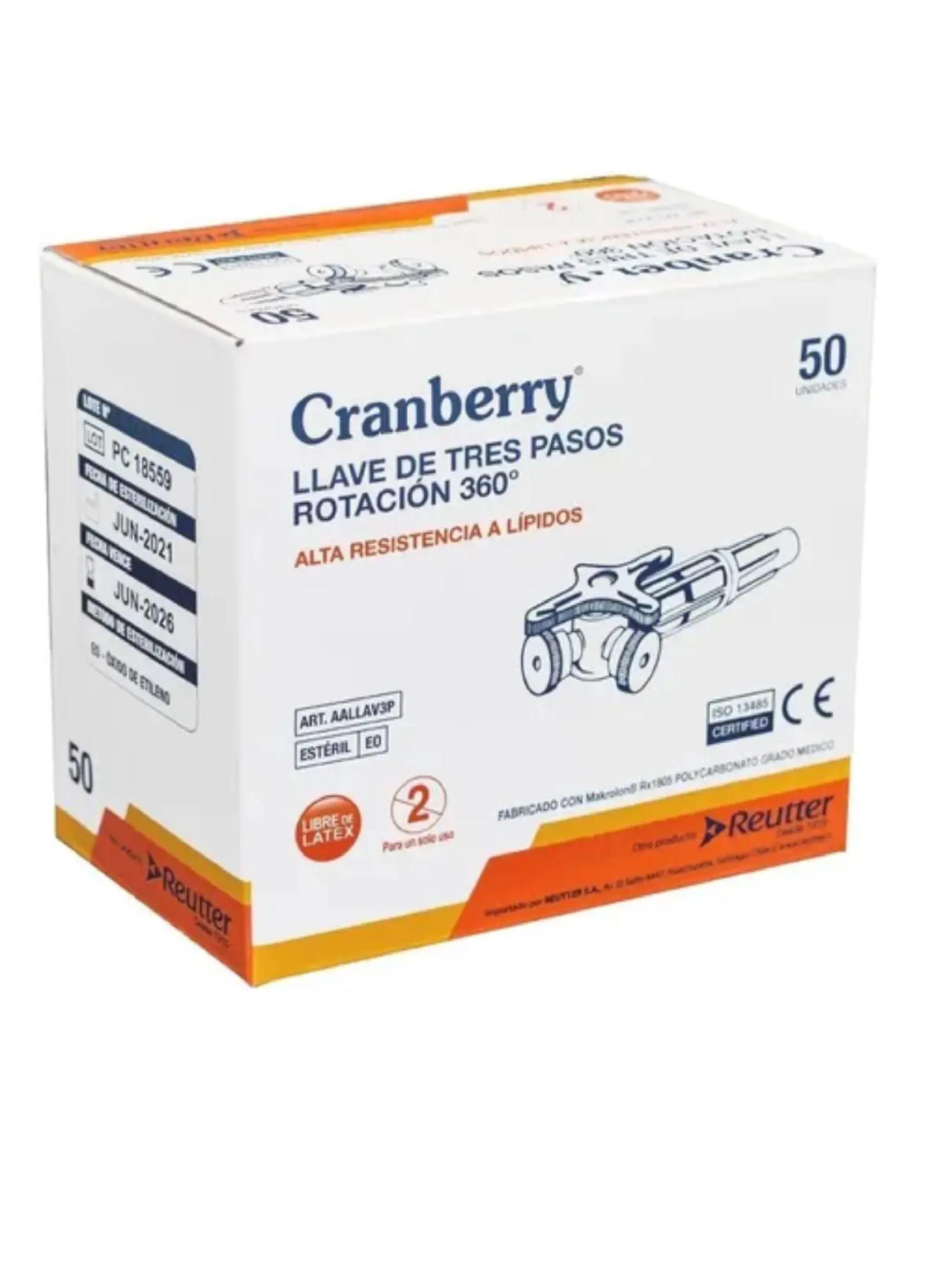 Llave 3 Pasos Rotaci n 360 Est ril Cranberry Caja X50 Unid-1