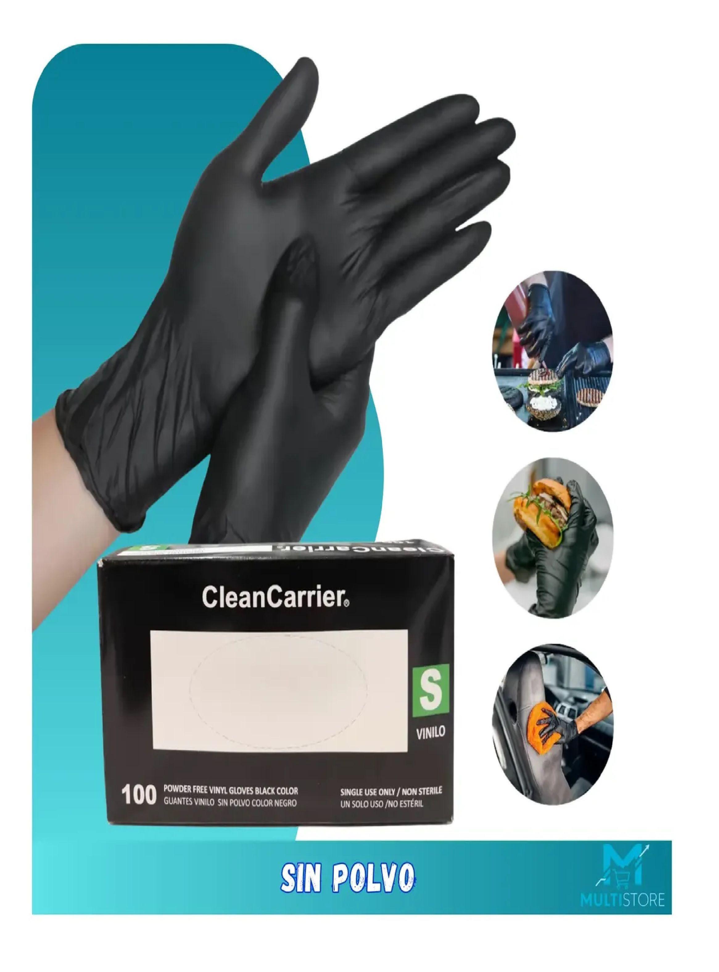 Pack X 500 Guantes De Vinilo Negro Cleancarrier Bioseguridad Talla S-2