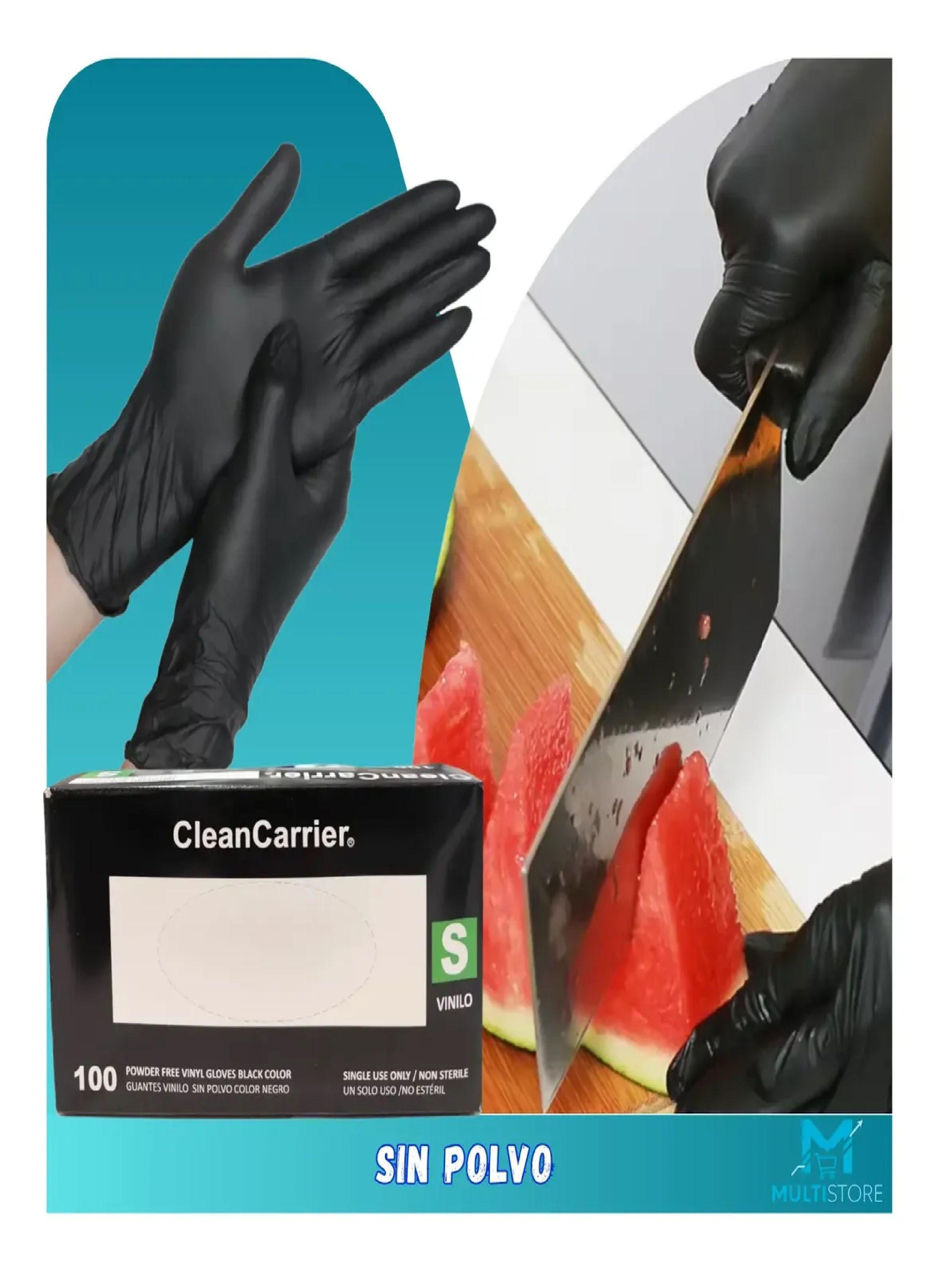 Pack X 500 Guantes De Vinilo Negro Cleancarrier Bioseguridad Talla S-3