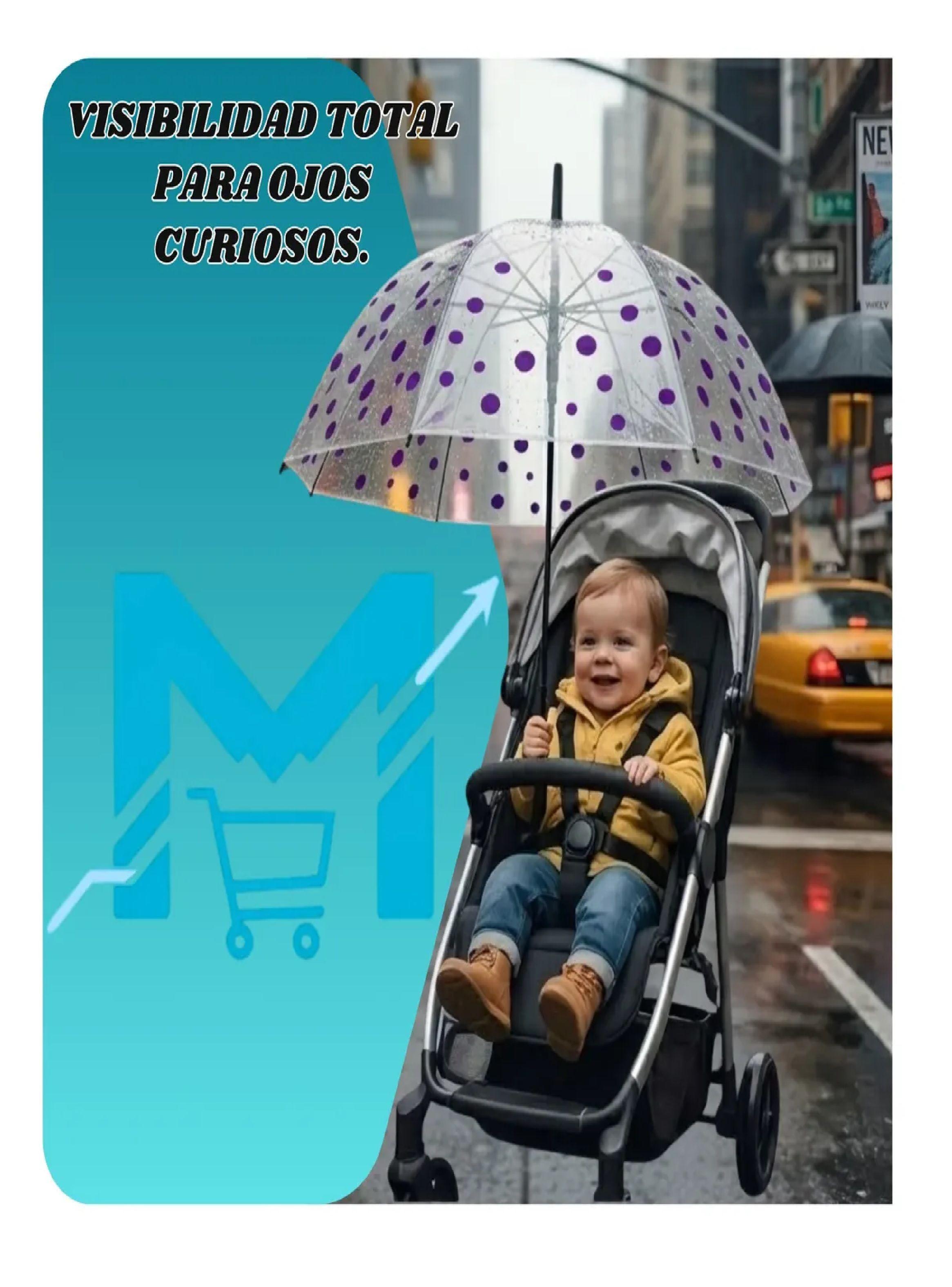 Paraguas Ni os Transparente Infantil Automatico De 90 Cm Lila-2