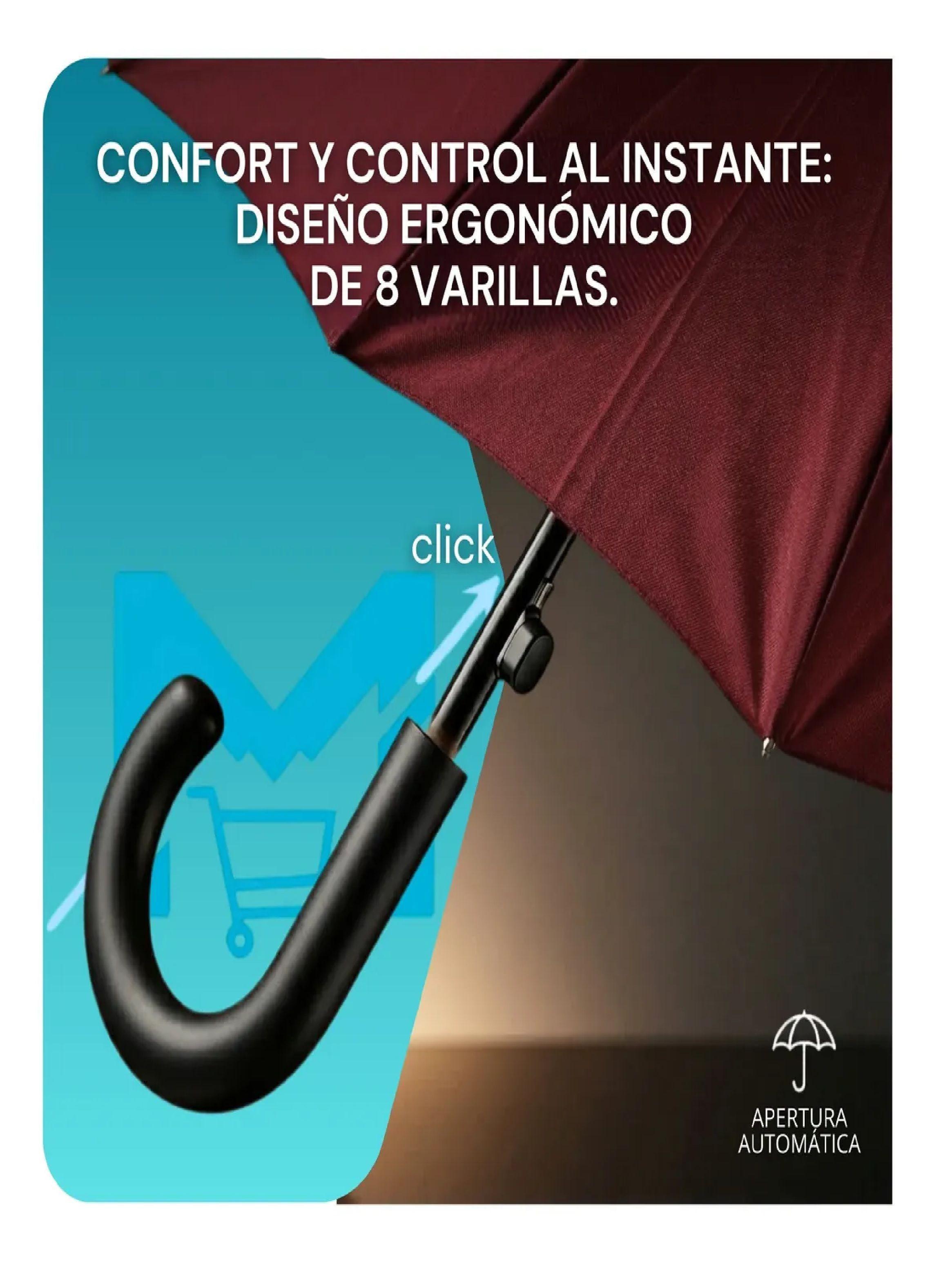 Paraguas Ejecutivo Automatico 100cm Proteccion Uv Reforzado Bordo-3