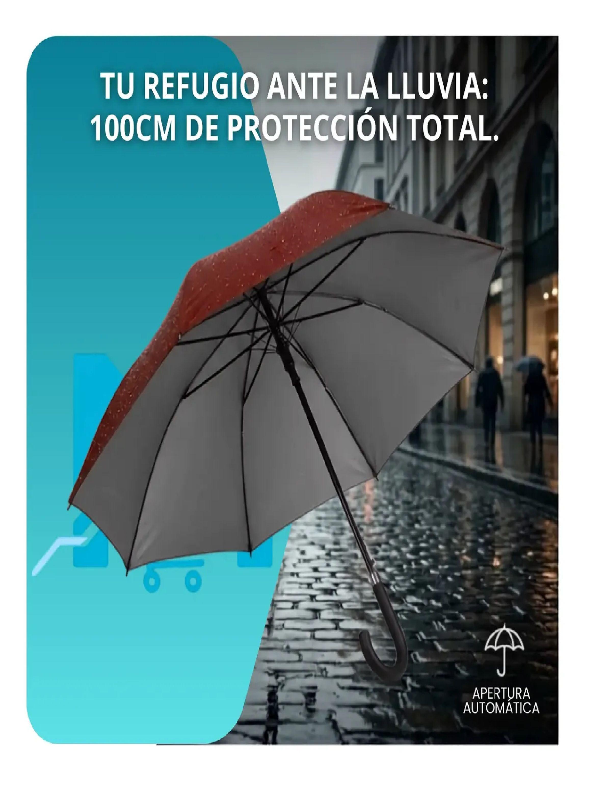 Paraguas Ejecutivo Automatico 100cm Proteccion Uv Reforzado Bordo-5