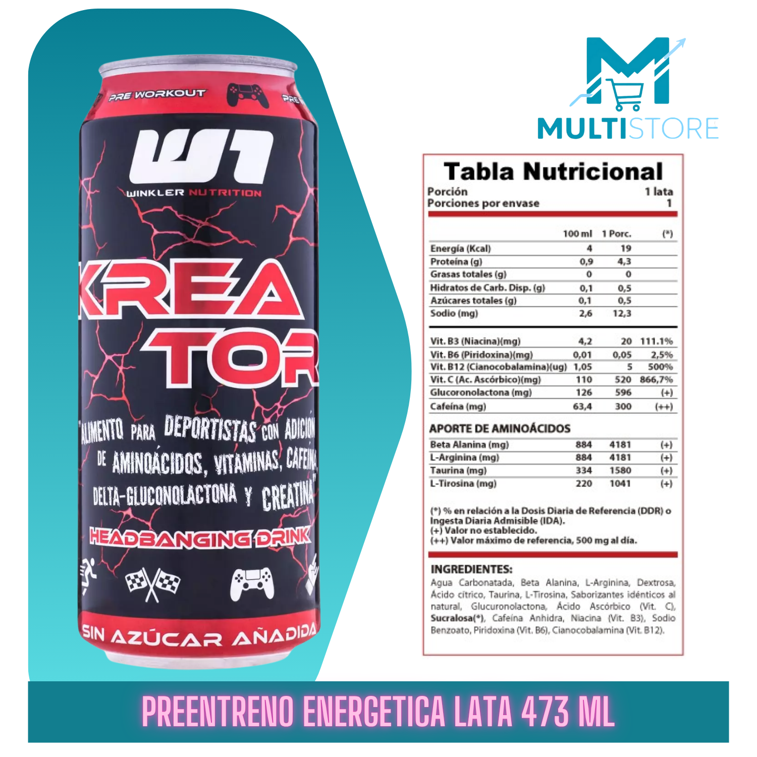 Pack X12 Pre-entreno Kreator Cafeina Creatina Beta Alanina Extreme Punch-4