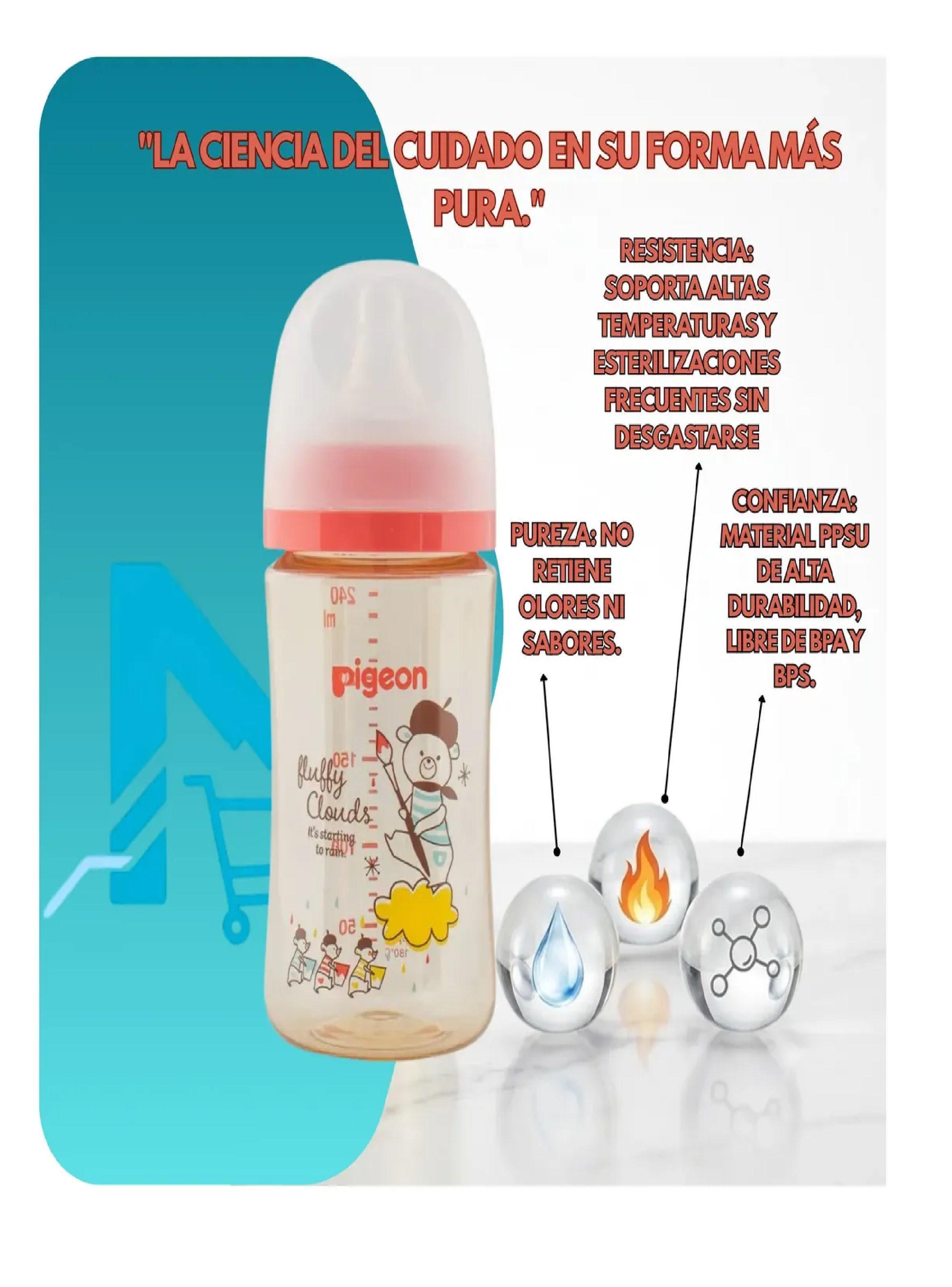 Biber n mamadera Softouch Pigeon Ppsu 240ml Dise o Anticolico Rosa-3