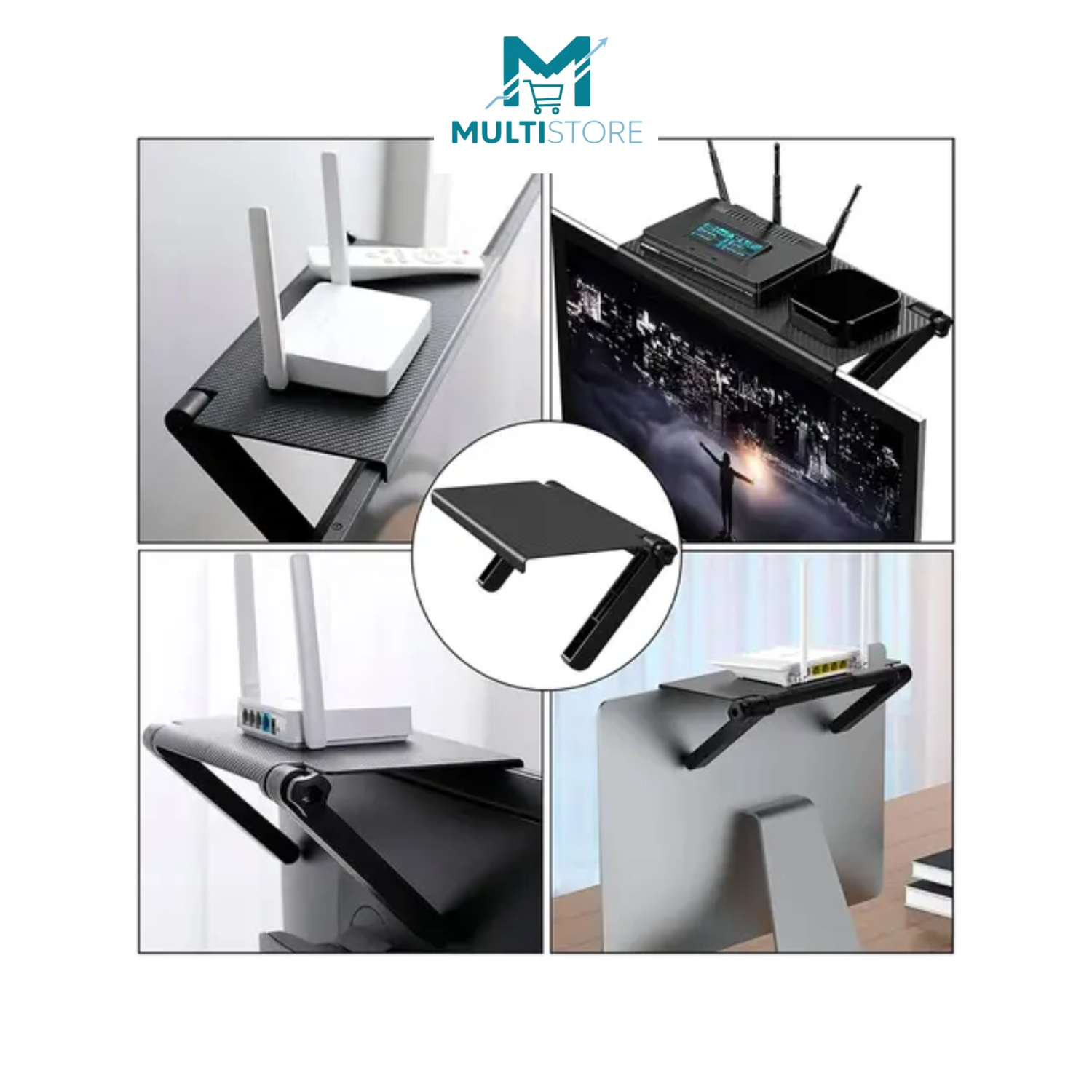 Repisa Estante Soporte Sobre Pantalla Tv Ajustable Plegable Negro-6