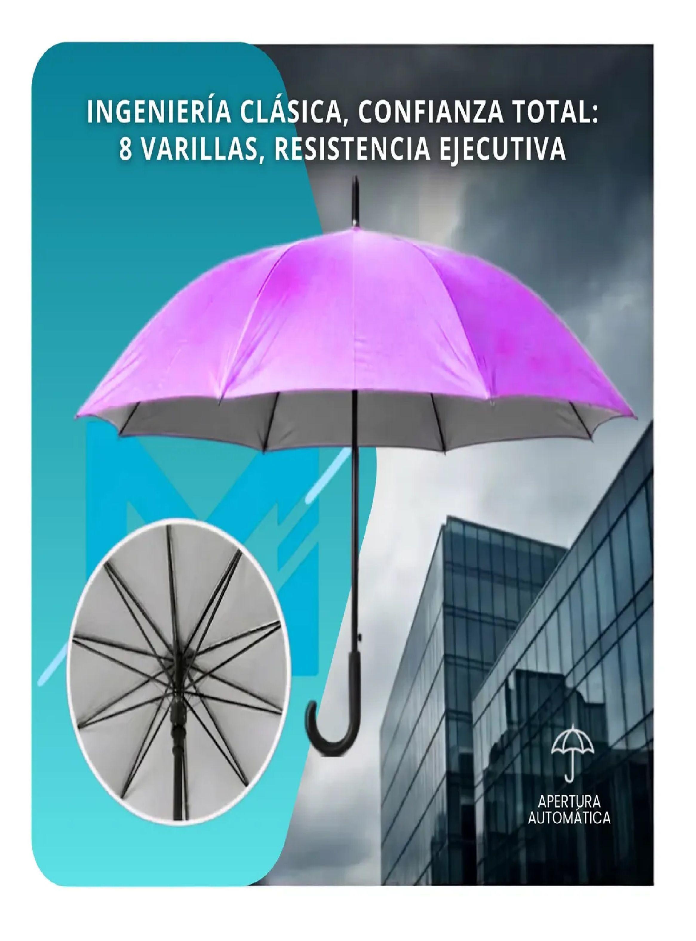 Paraguas Ejecutivo Automatico 100cm Proteccion Uv Reforzado Lila-2