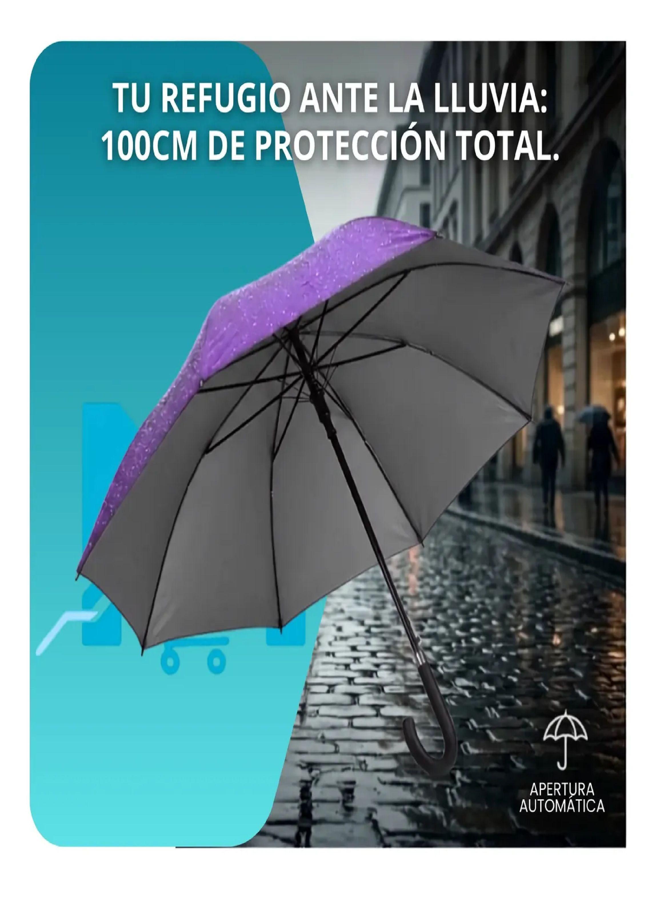 Paraguas Ejecutivo Automatico 100cm Proteccion Uv Reforzado Lila-3