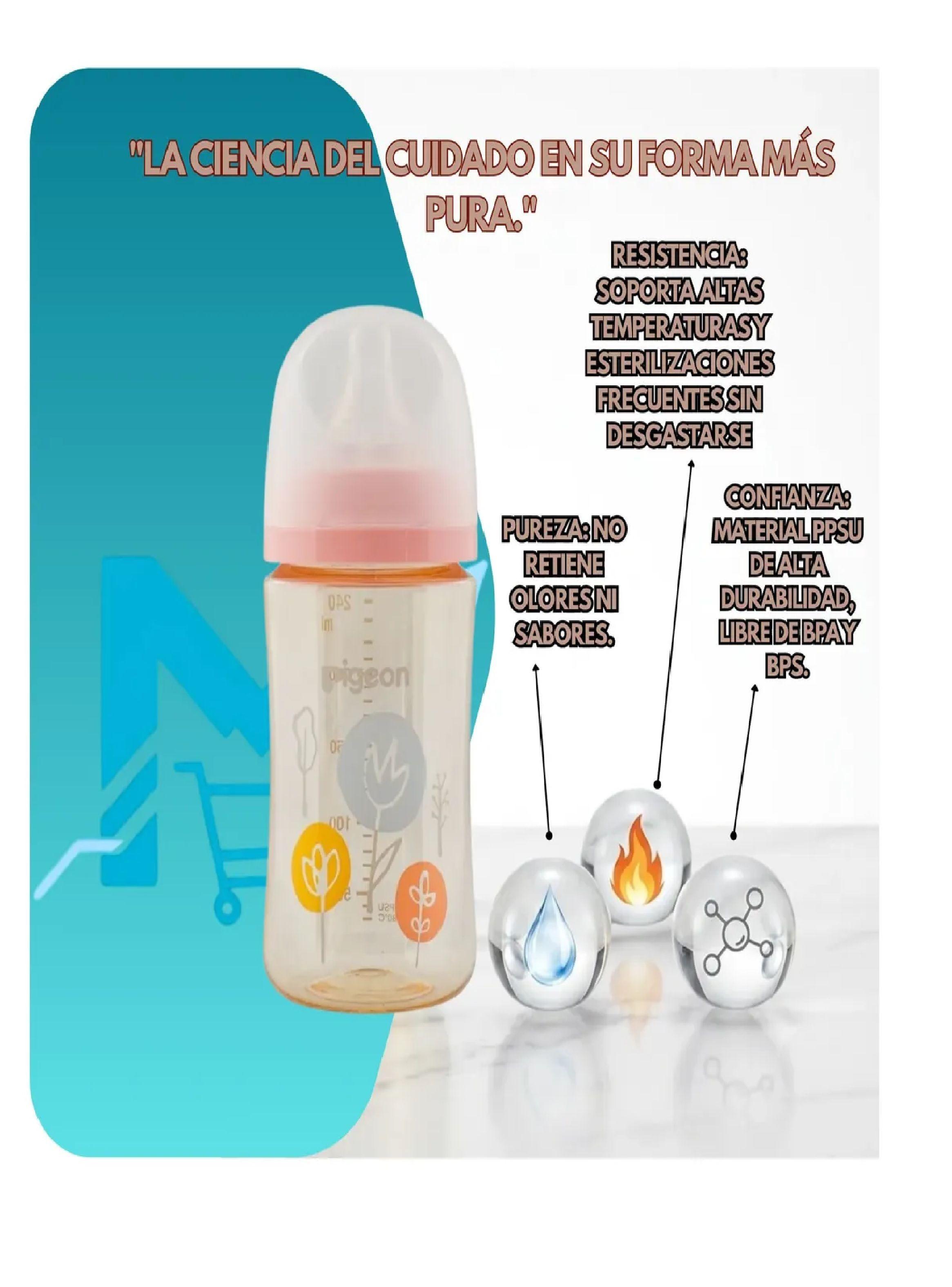 Biber n mamadera Softouch Pigeon Ppsu 240ml Dise o Anticolico Rosa Claro-3