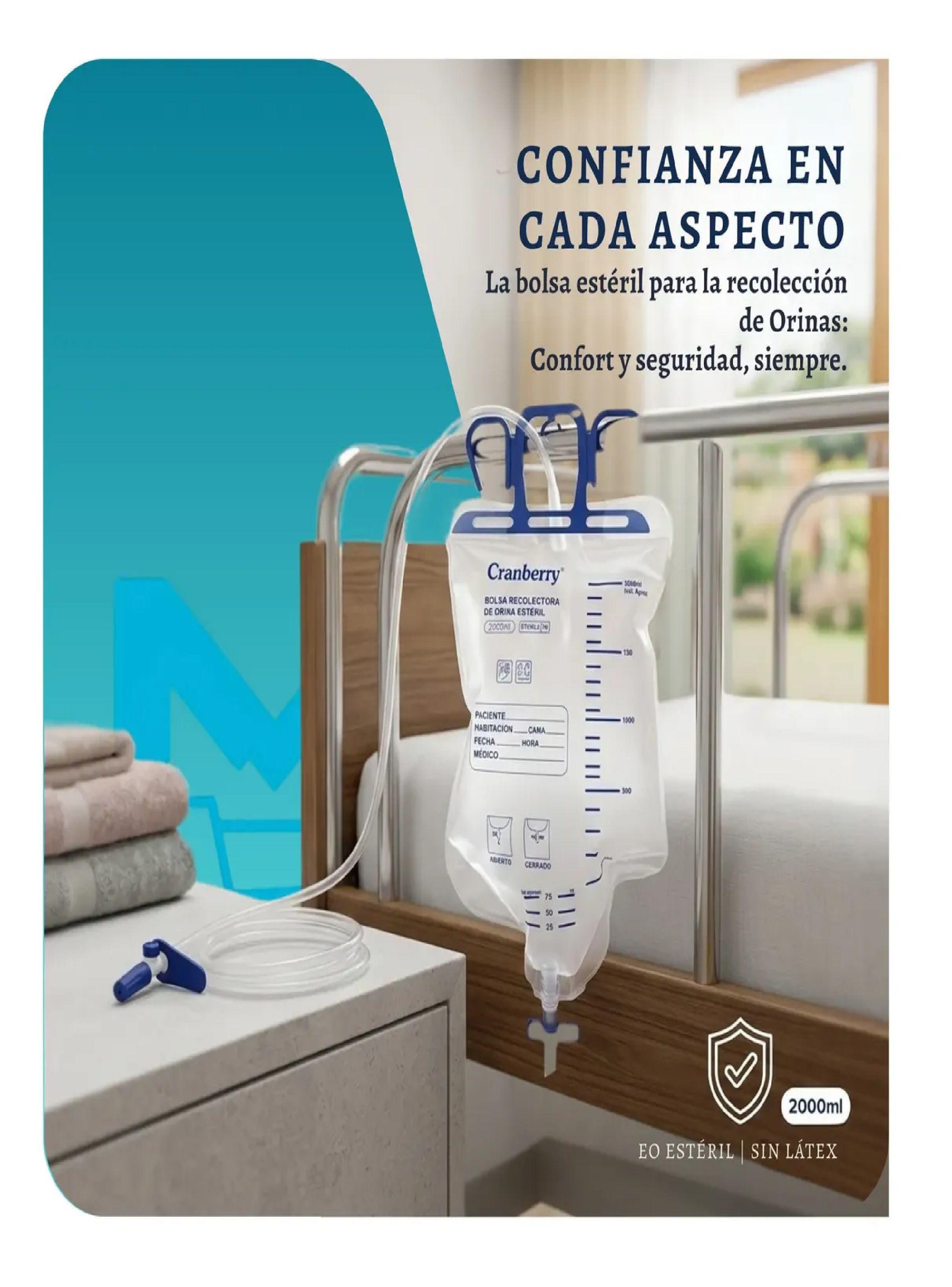 Bolsa Recolectora De Orina Adulto 2 Litros Cranberry Esteril-4