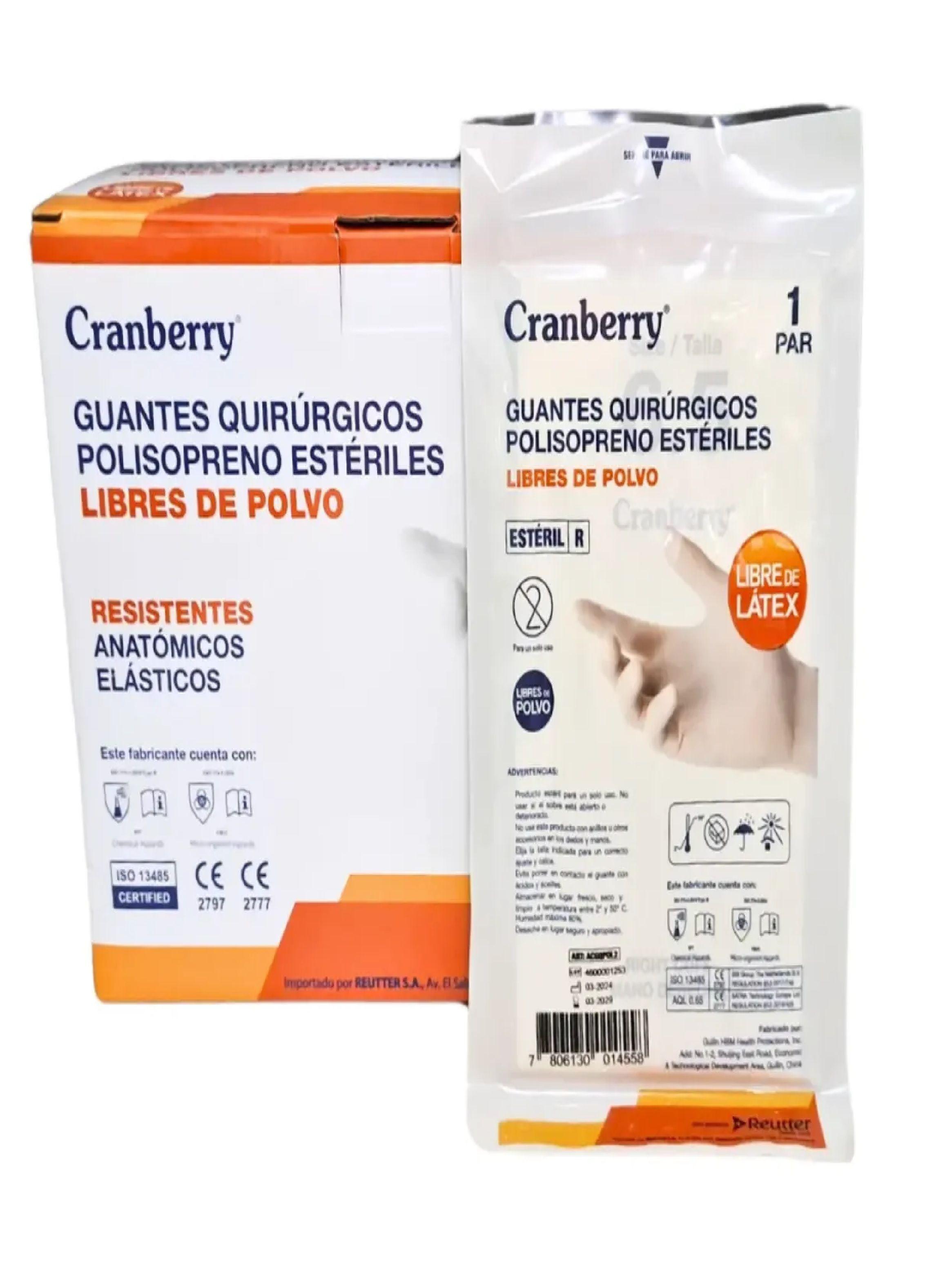 Guantes Quirurgico Polisopreno Sin Latex Cranberry 50 Pares Talla 6-2