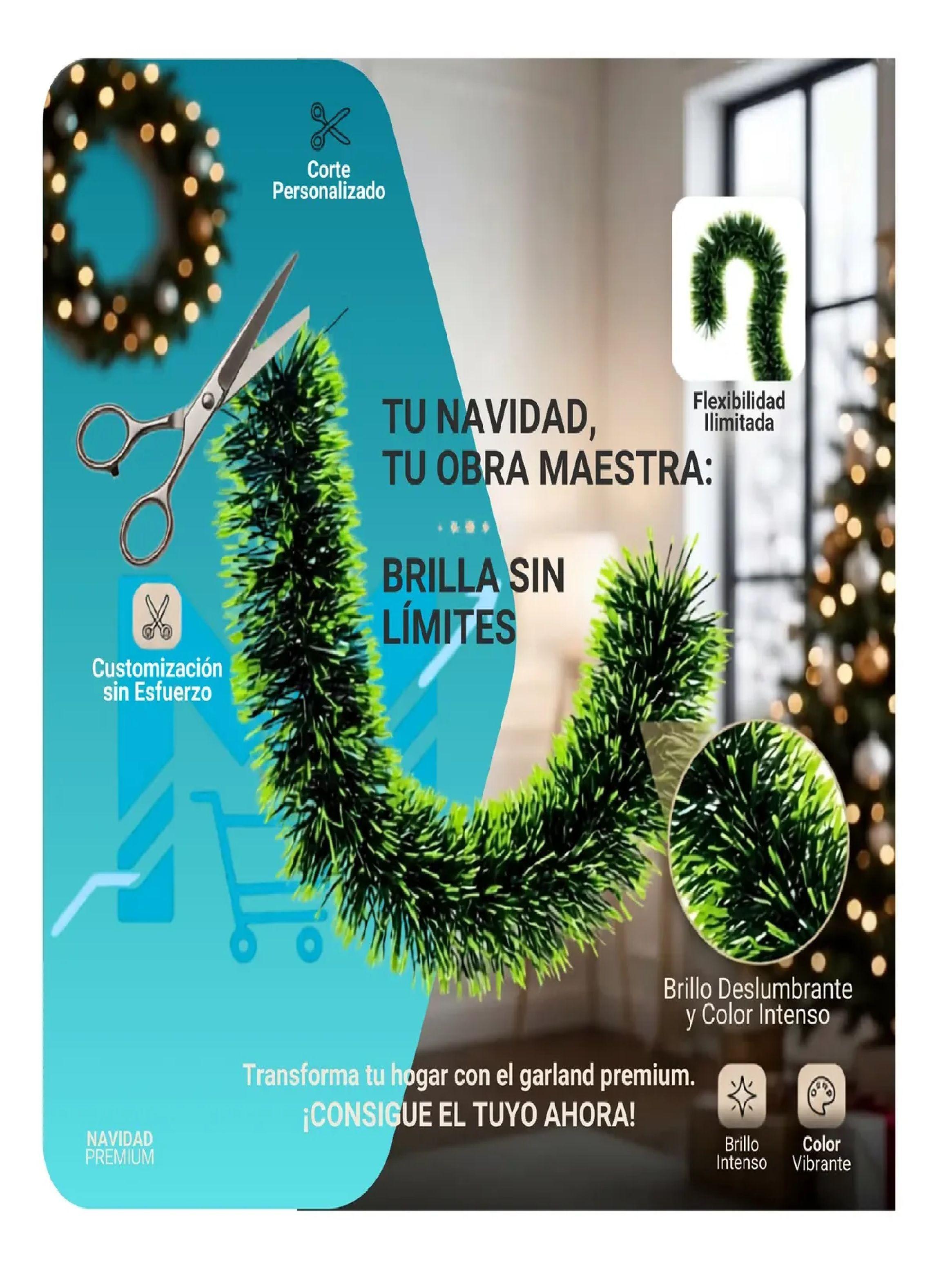 Guirnalda Espumillon Navide o Verde 5 Mts Decoracion Pack X6-1