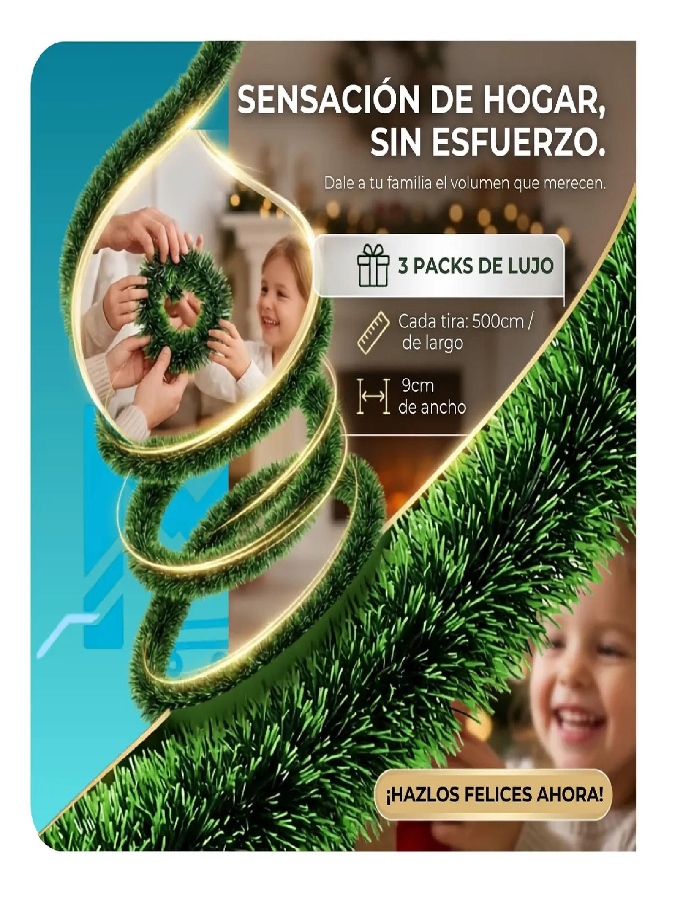 Guirnalda Espumillon Navide o Verde 5 Mts Decoracion Pack X6-4
