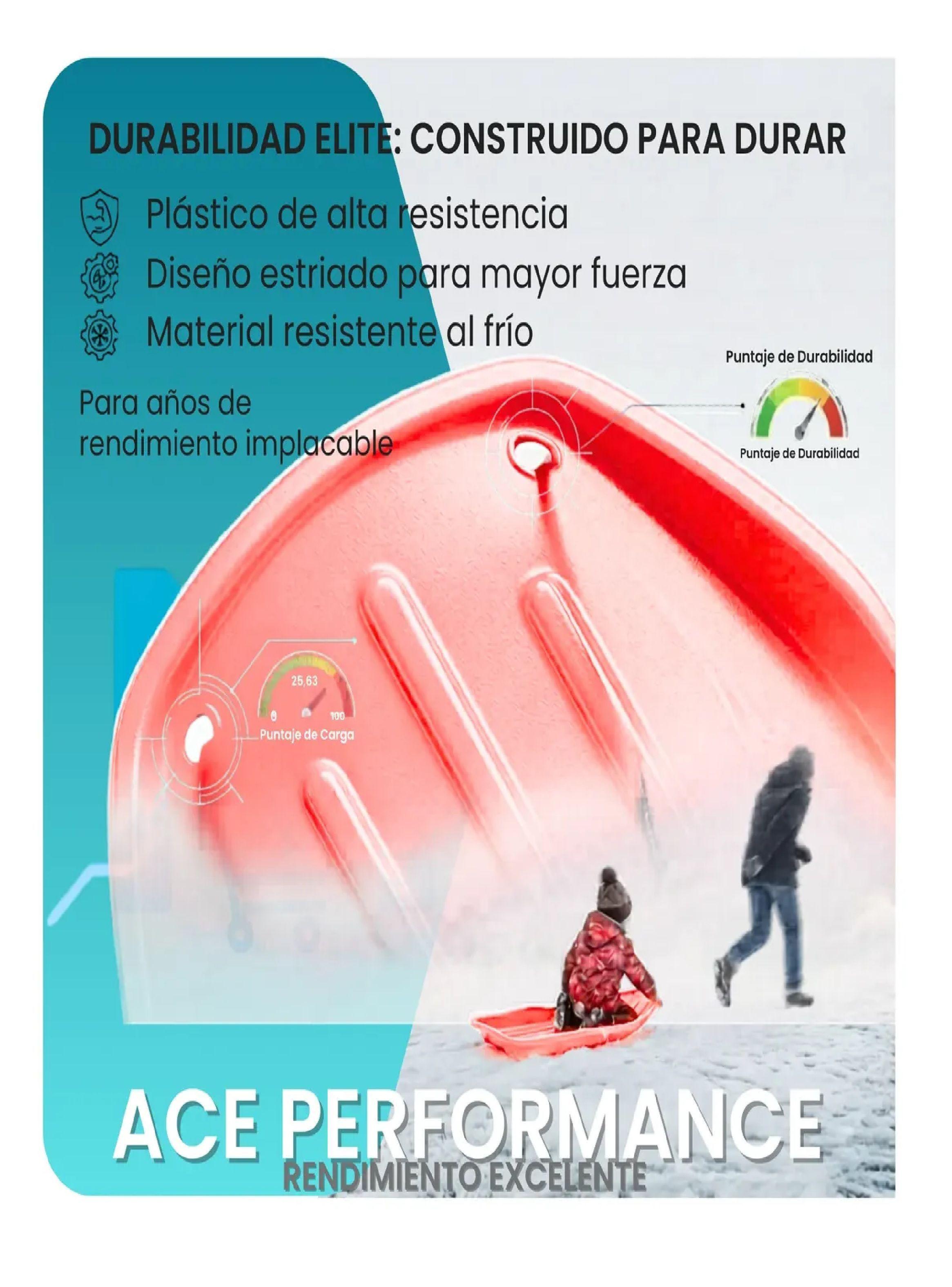 Trineo Nieve Deslizador Infantil Adulto 2puestos 120 Cm Rojo-3