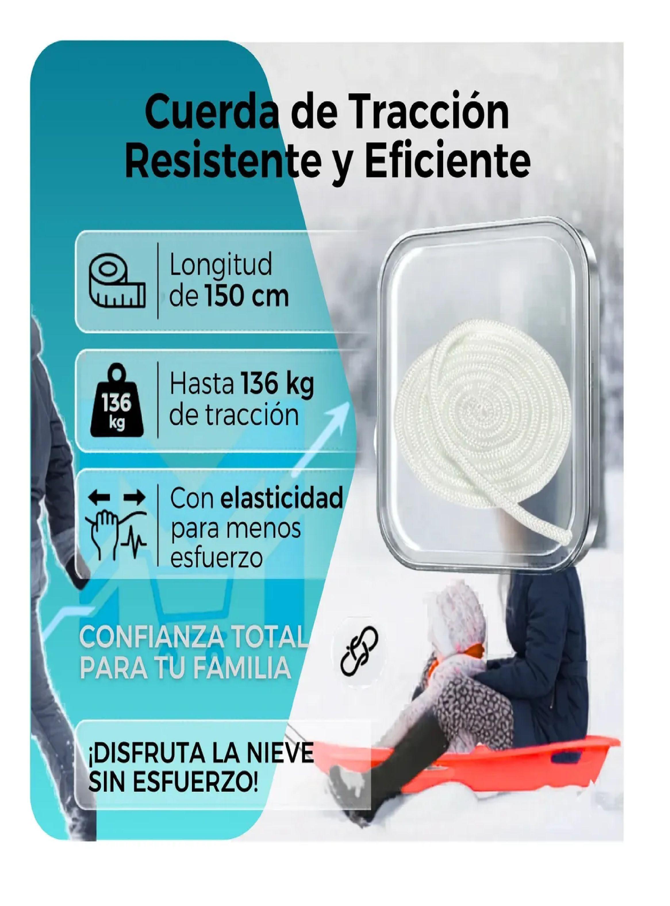 Trineo Nieve Deslizador Infantil Adulto 2puestos 120 Cm Rojo-5