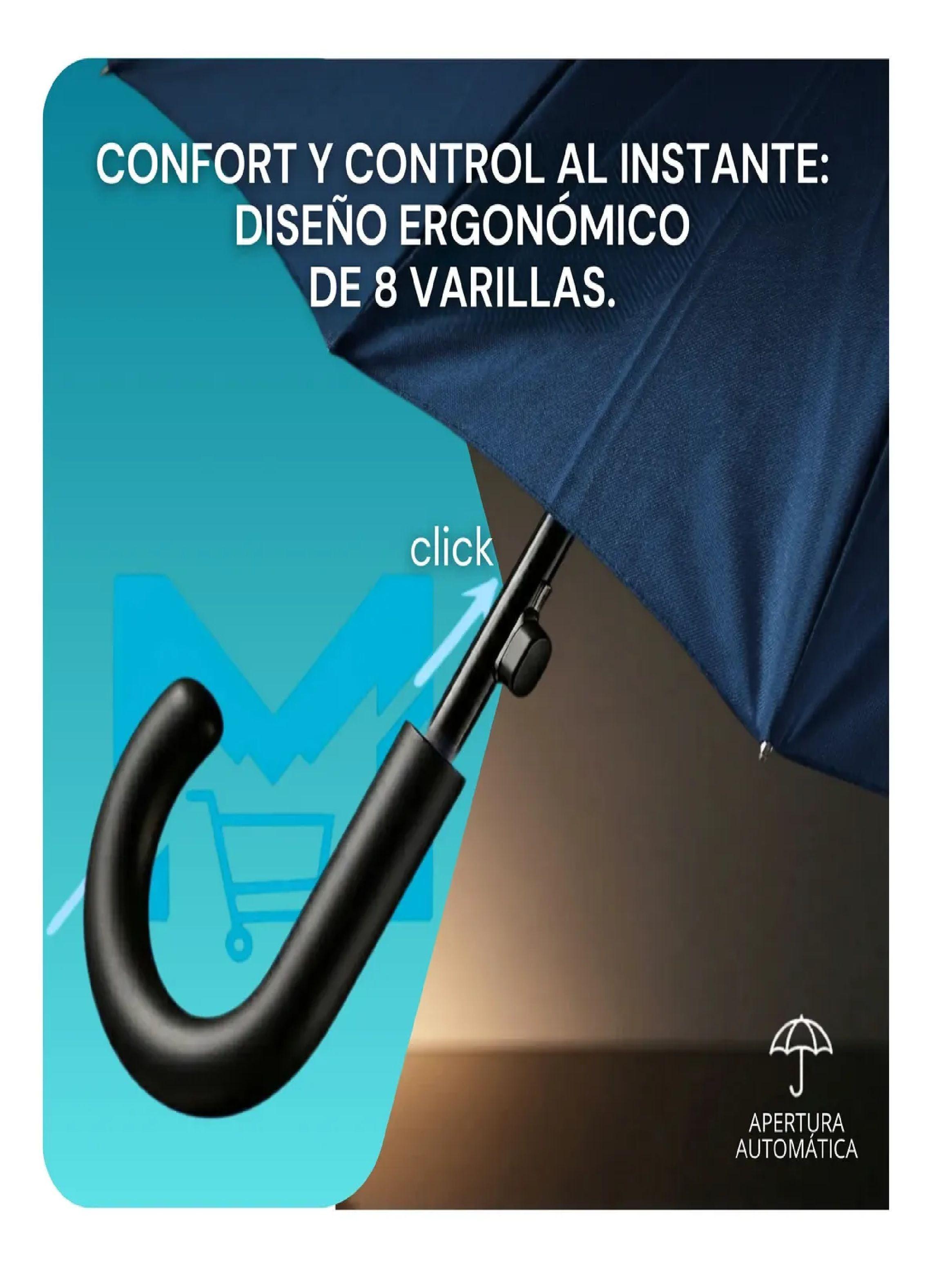 Paraguas Ejecutivo Automatico 100cm Proteccion Uv Reforzado Azul-2
