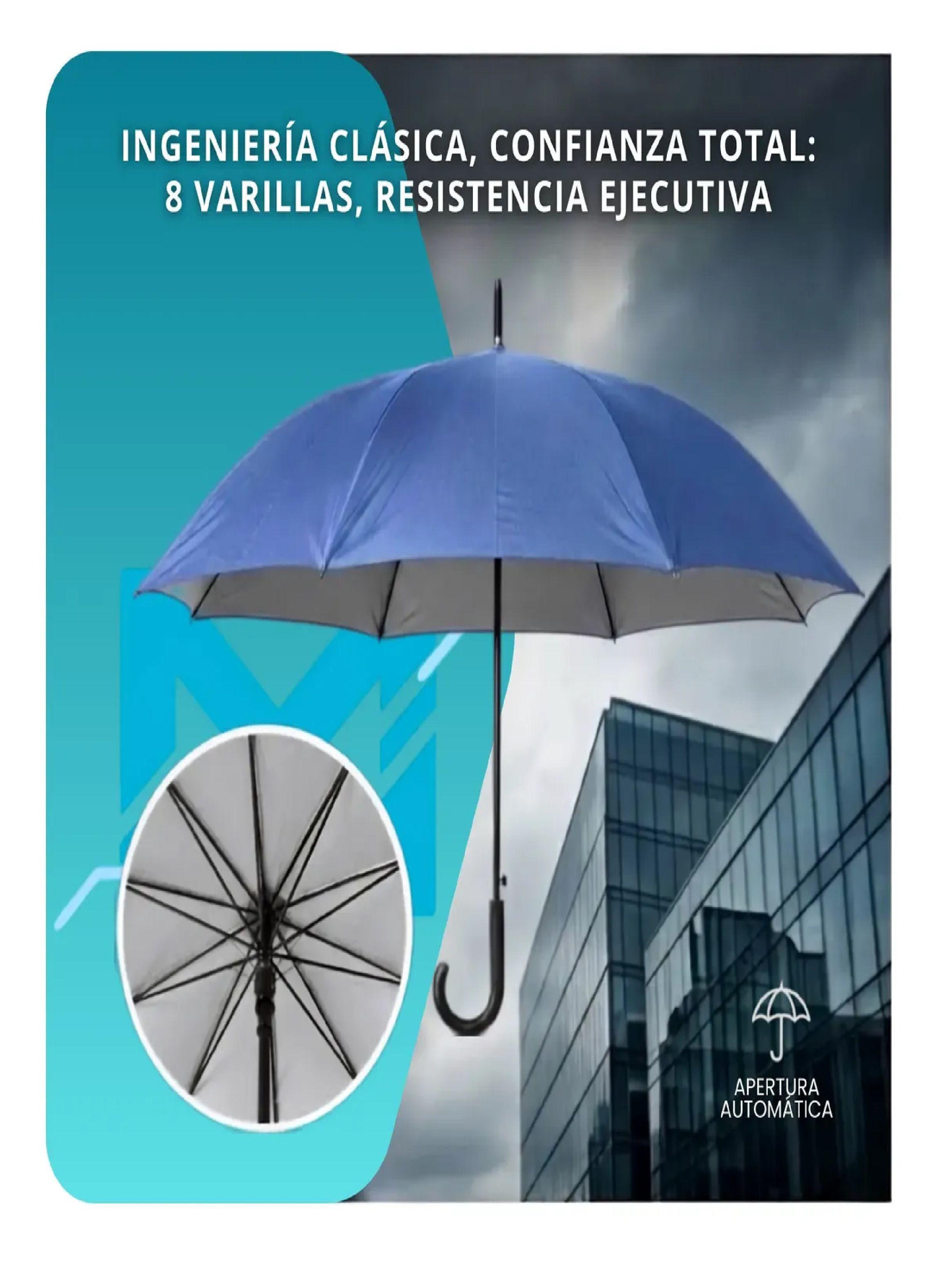 Paraguas Ejecutivo Automatico 100cm Proteccion Uv Reforzado Azul-4