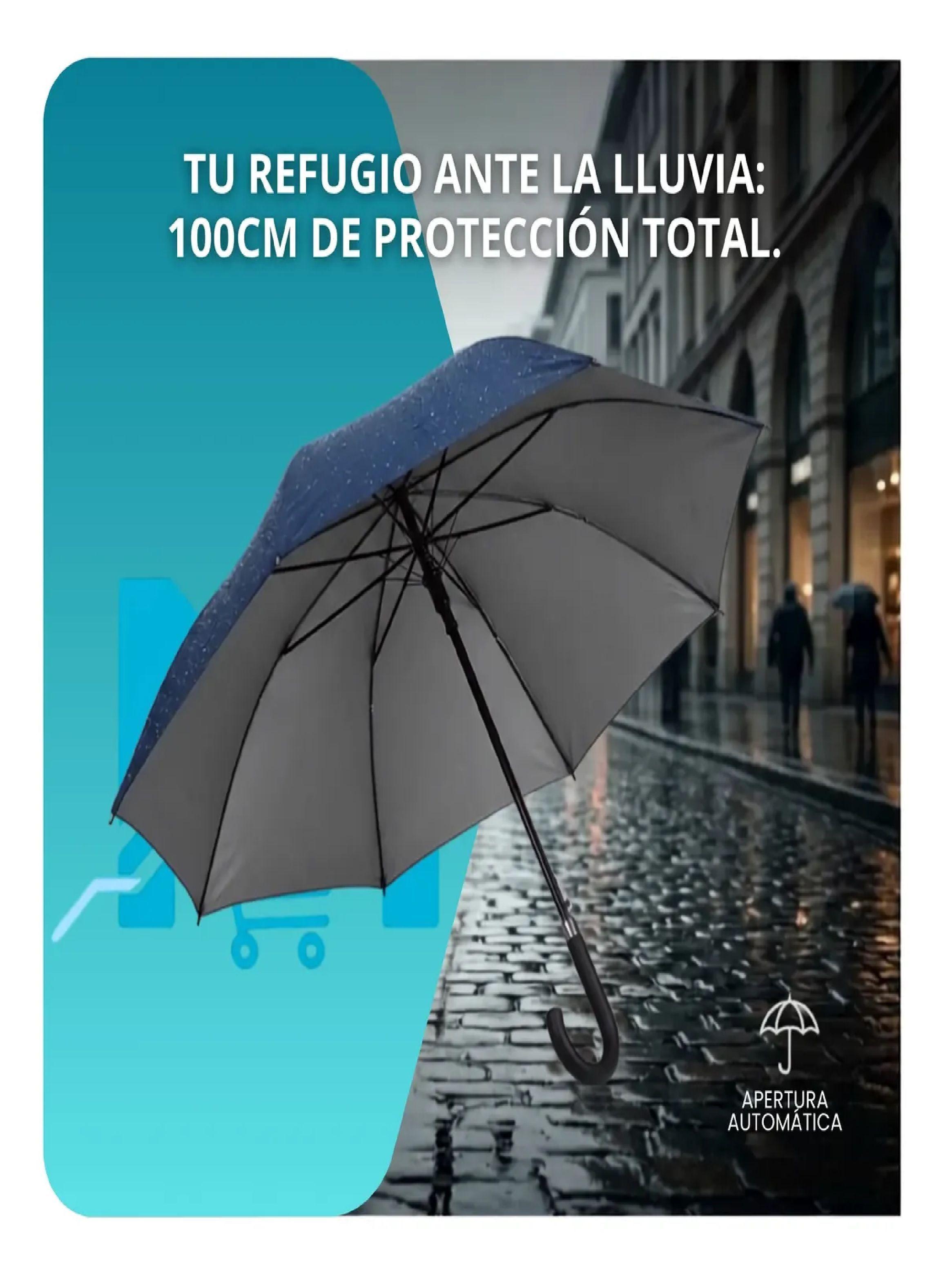 Paraguas Ejecutivo Automatico 100cm Proteccion Uv Reforzado Azul-5