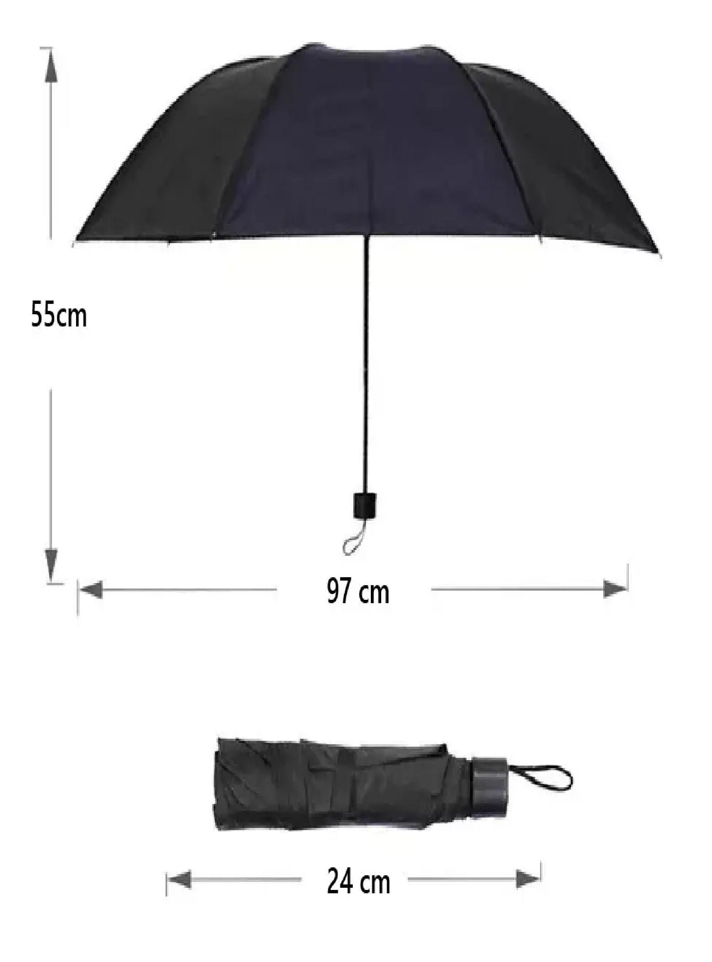 Paraguas Plegable Impermeable Retractil De Bolsillo Negro-2