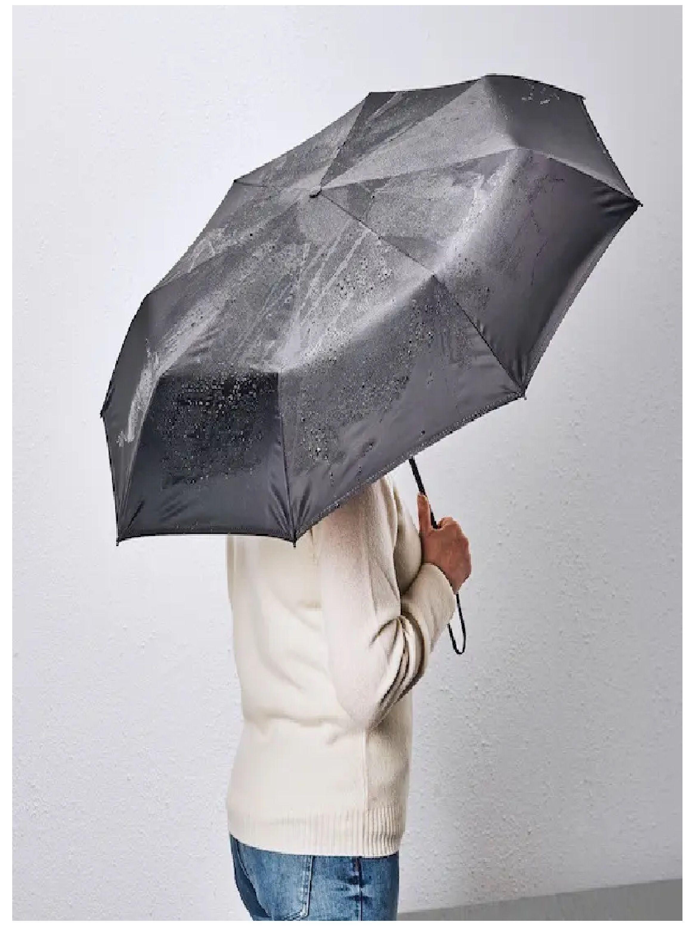 Paraguas Plegable Impermeable Retractil De Bolsillo Negro-5