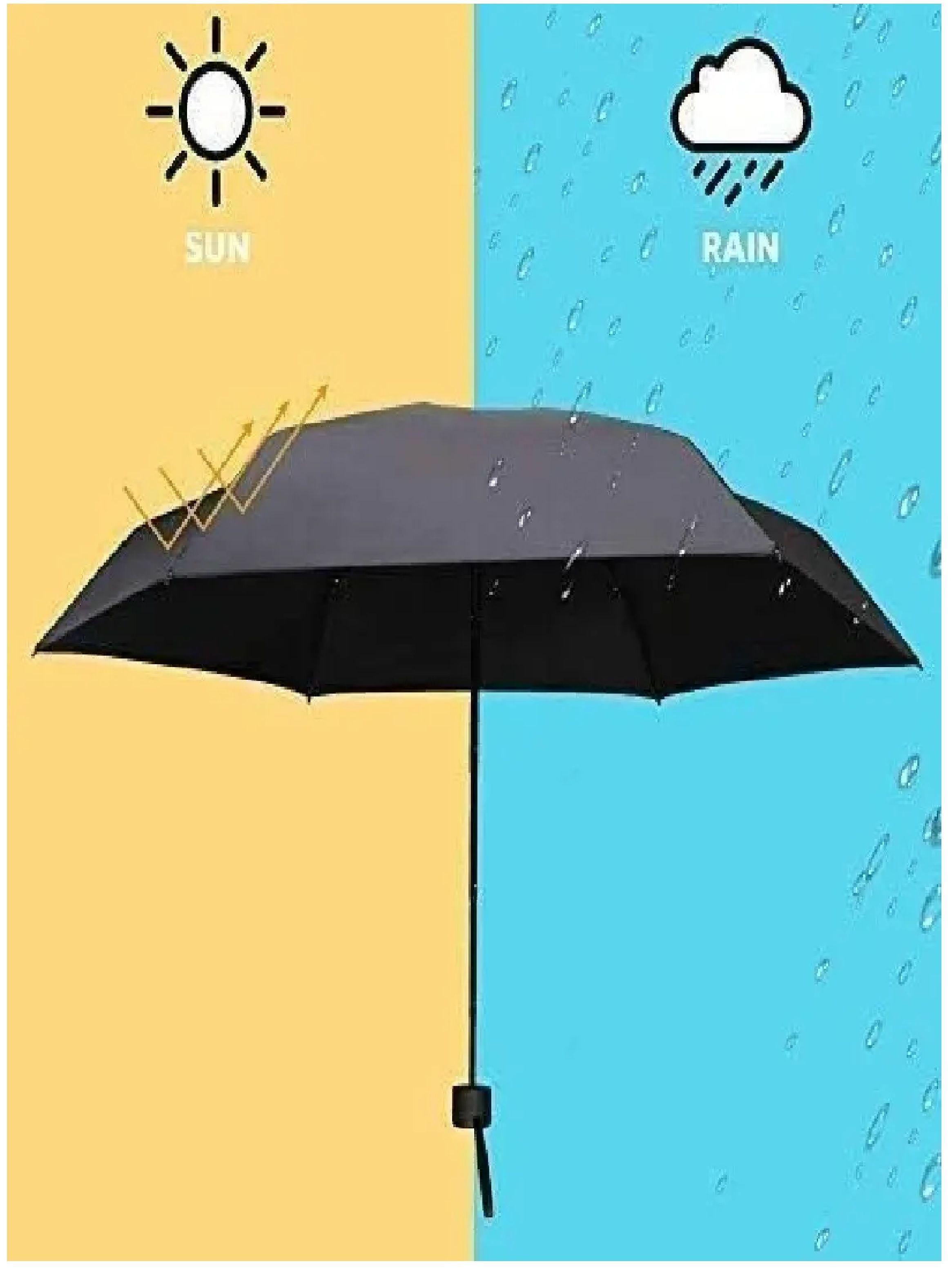 Paraguas Plegable Impermeable Retractil De Bolsillo Negro-6