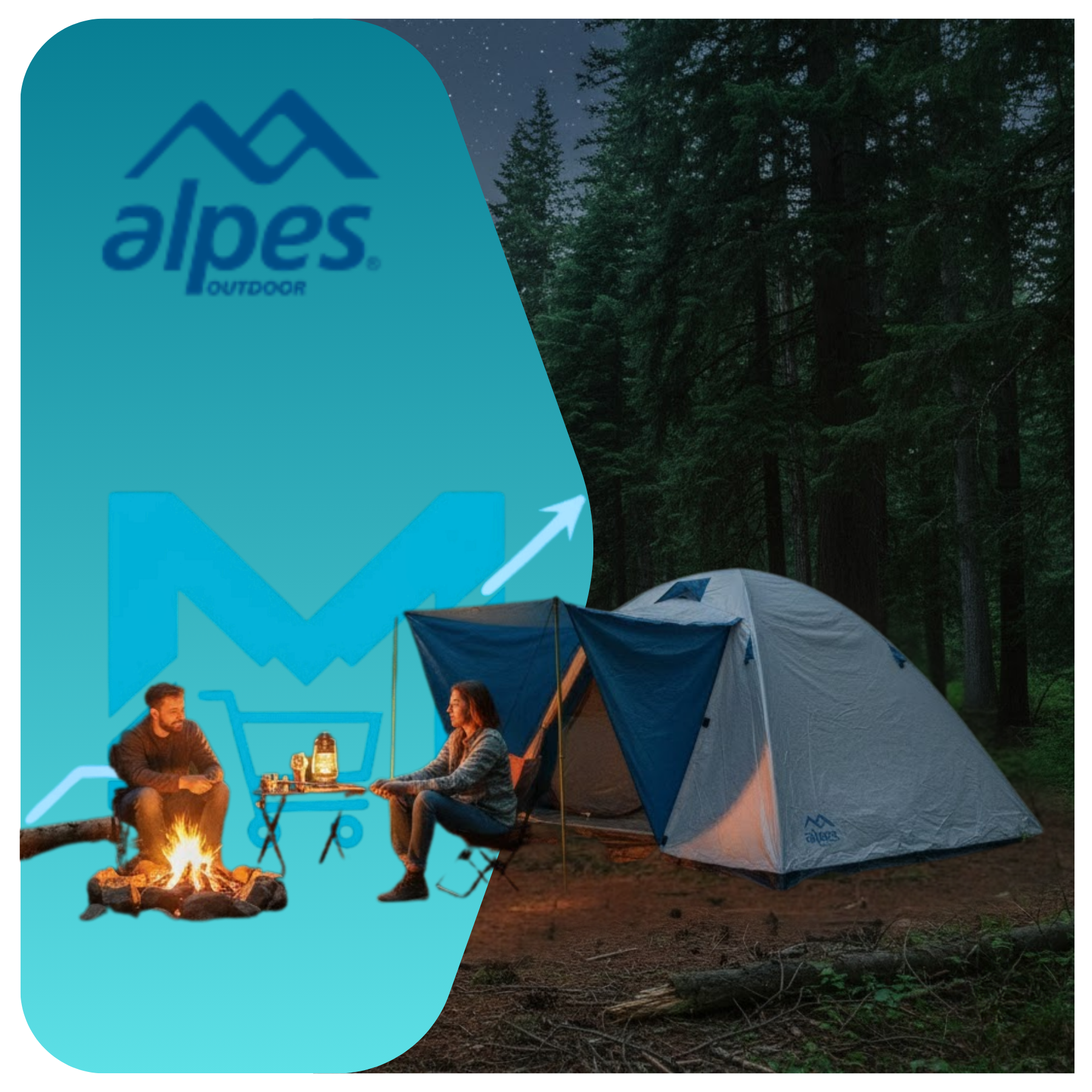 Carpa Alpes 4p Iguazú + Colchón 2pl + Inflador + 2 Almohadas Azul-4