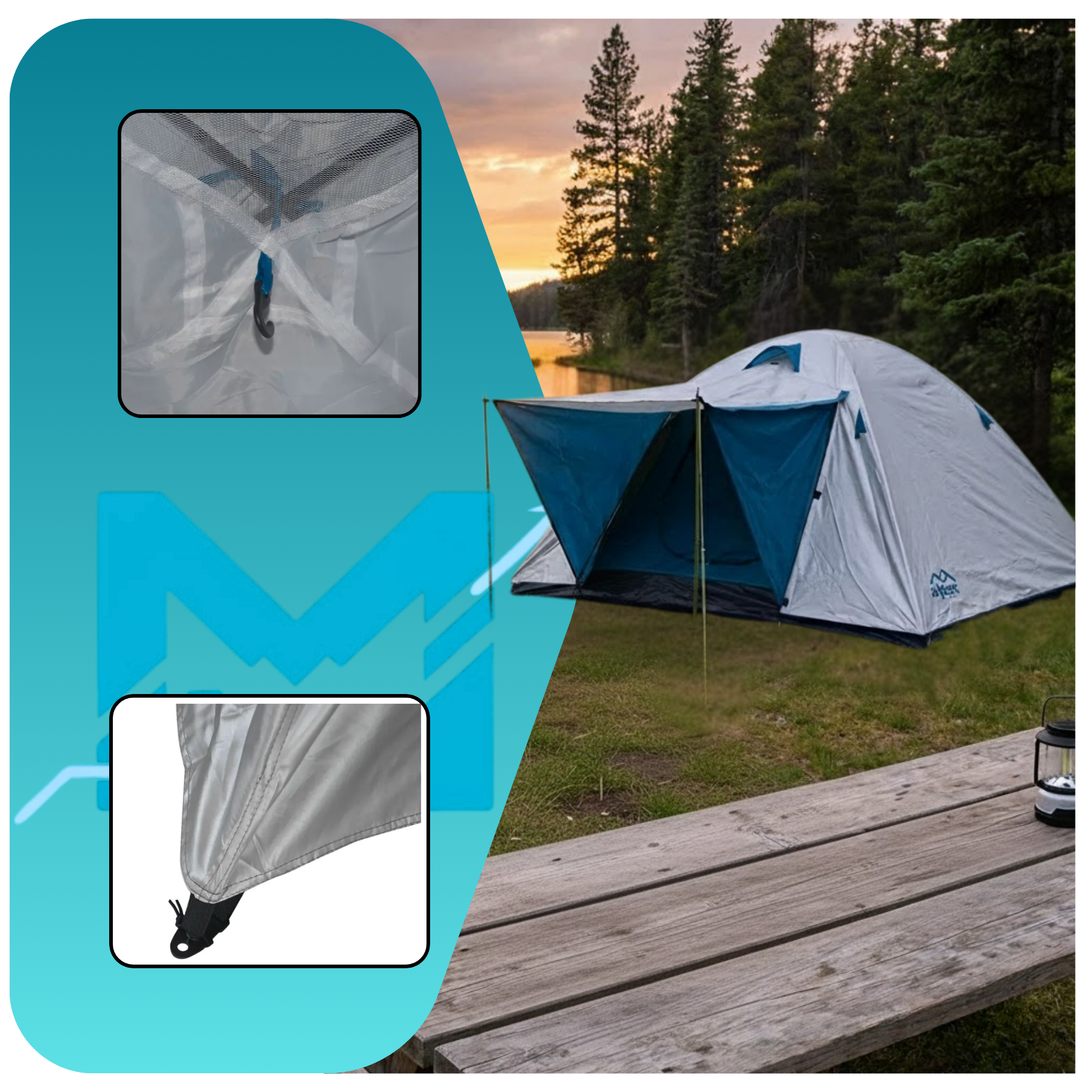 Carpa Alpes 4p Iguazú + Colchón 2pl + Inflador + 2 Almohadas Azul-6