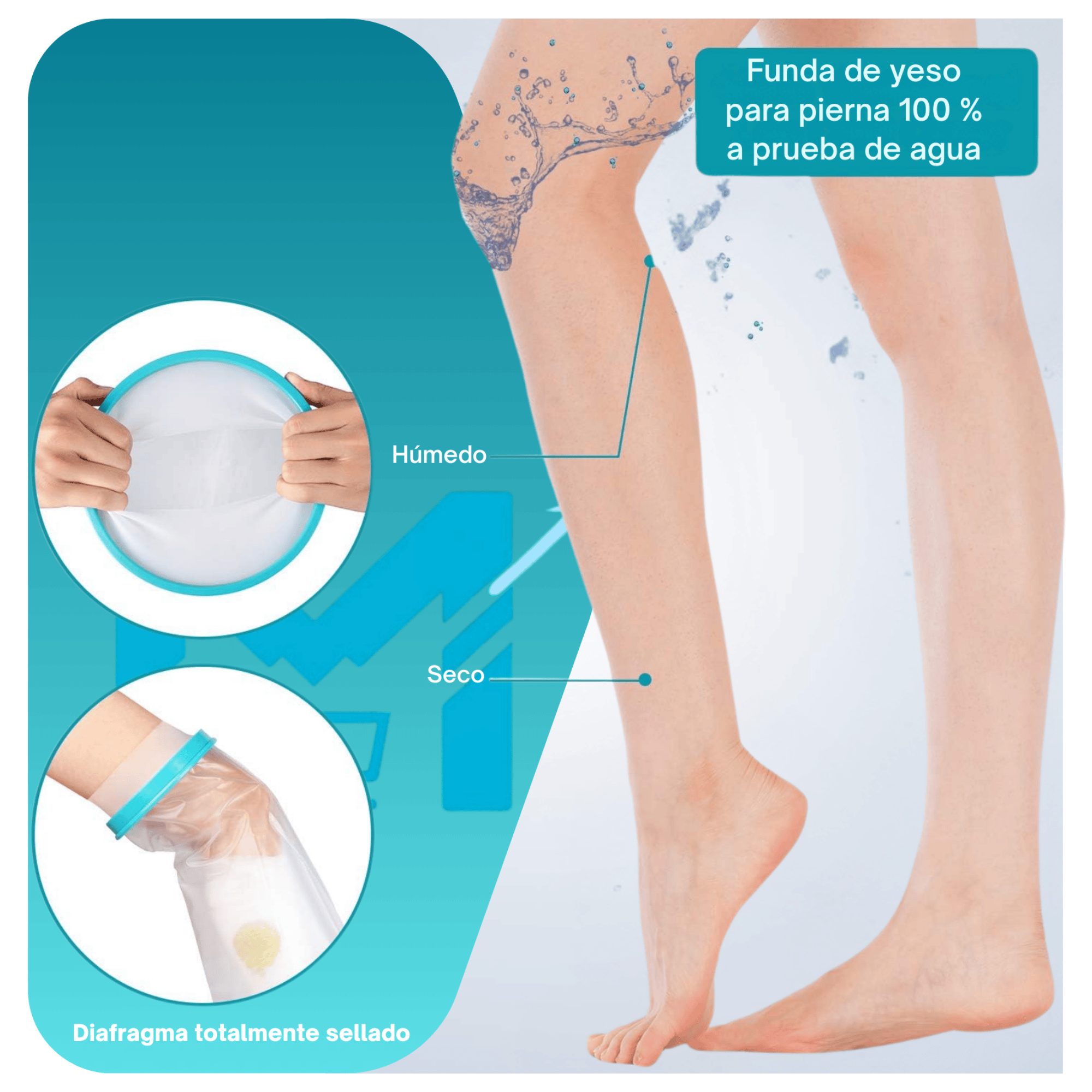 Protector De Yeso Impermeable Pierna Adulto Sello Hermetico-2