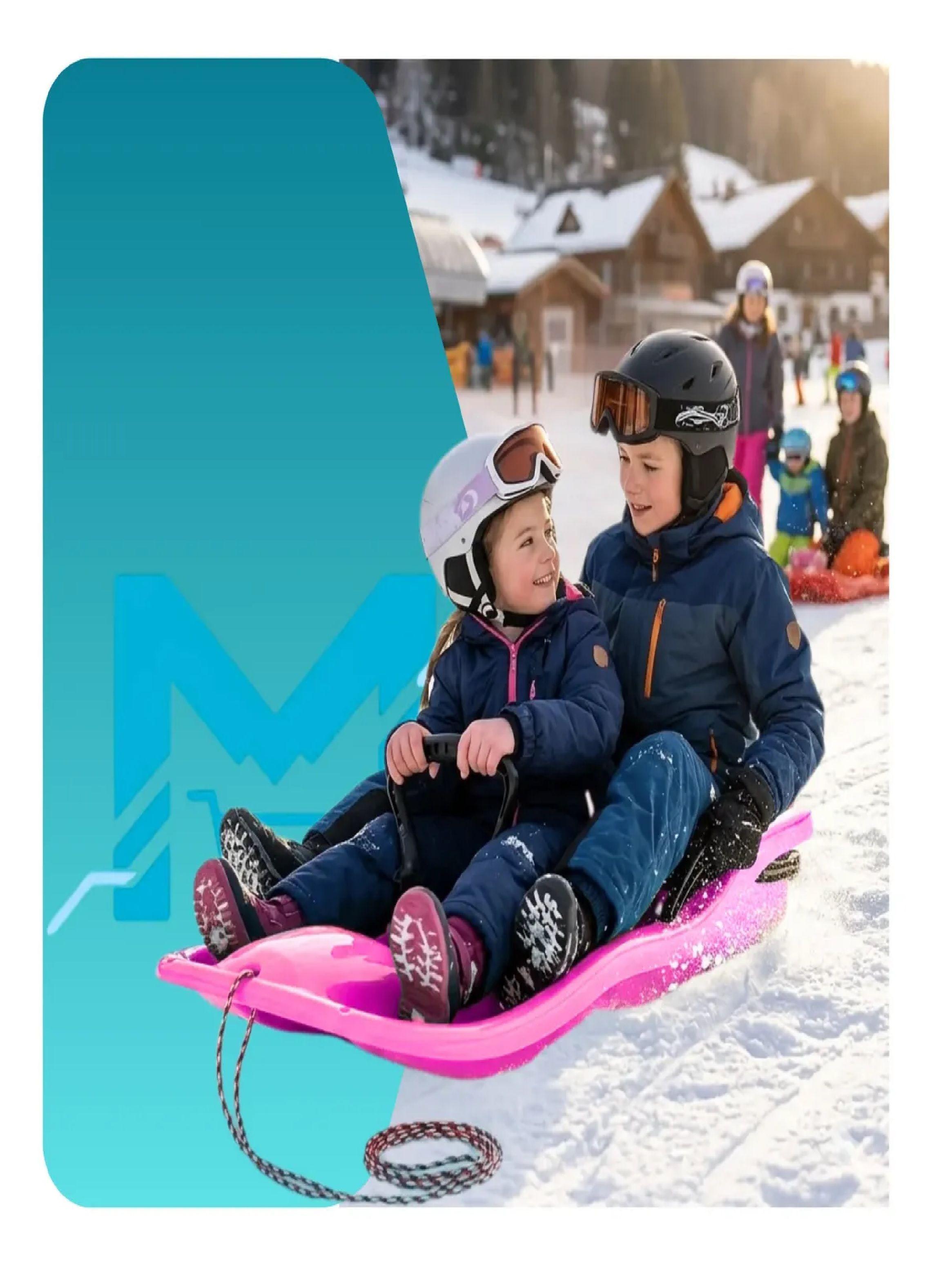 Trineo Para Nieve Reforzado Con Frenos Adultos Y Ni os Rosa-2