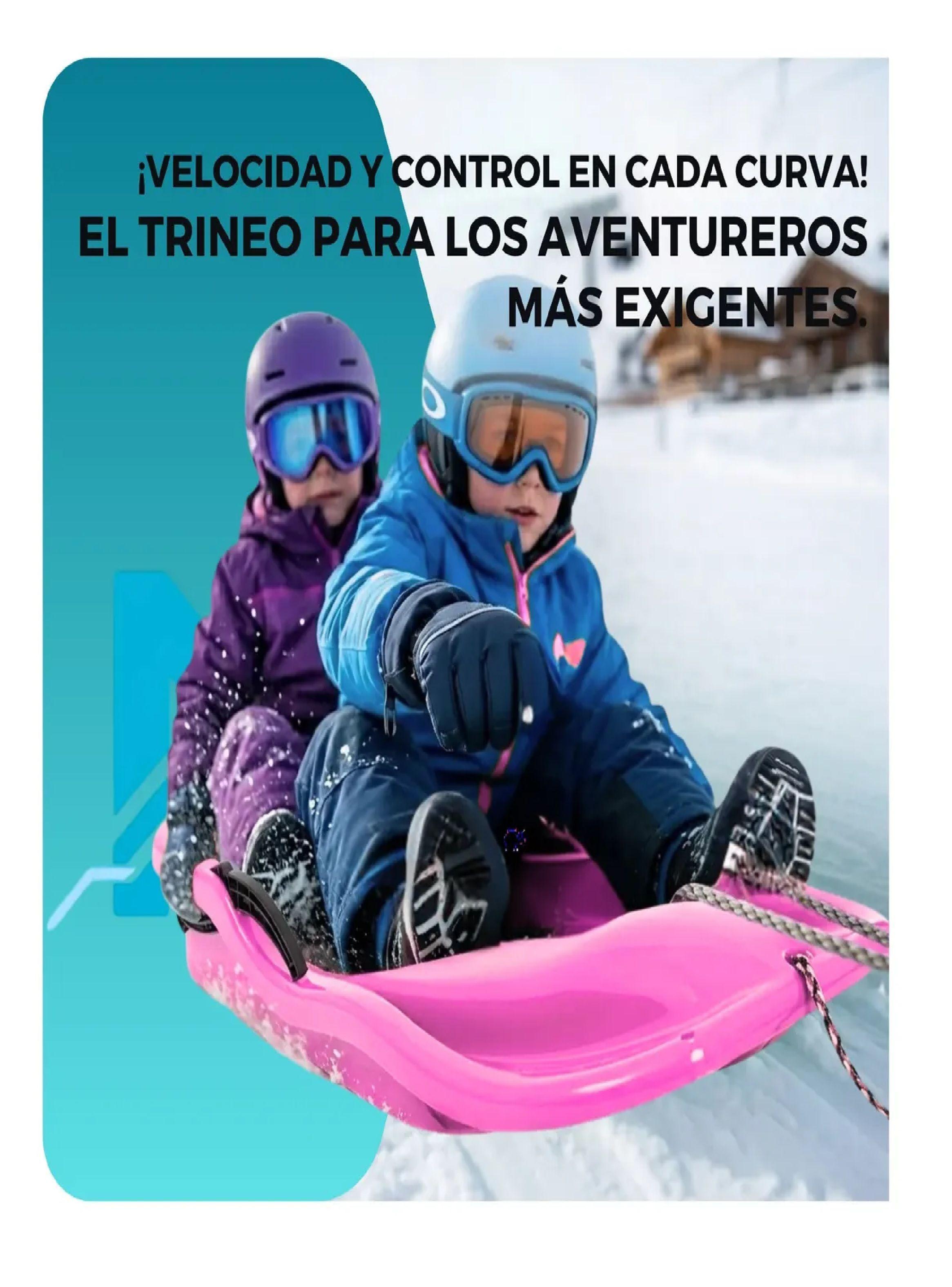 Trineo Para Nieve Reforzado Con Frenos Adultos Y Ni os Rosa-4